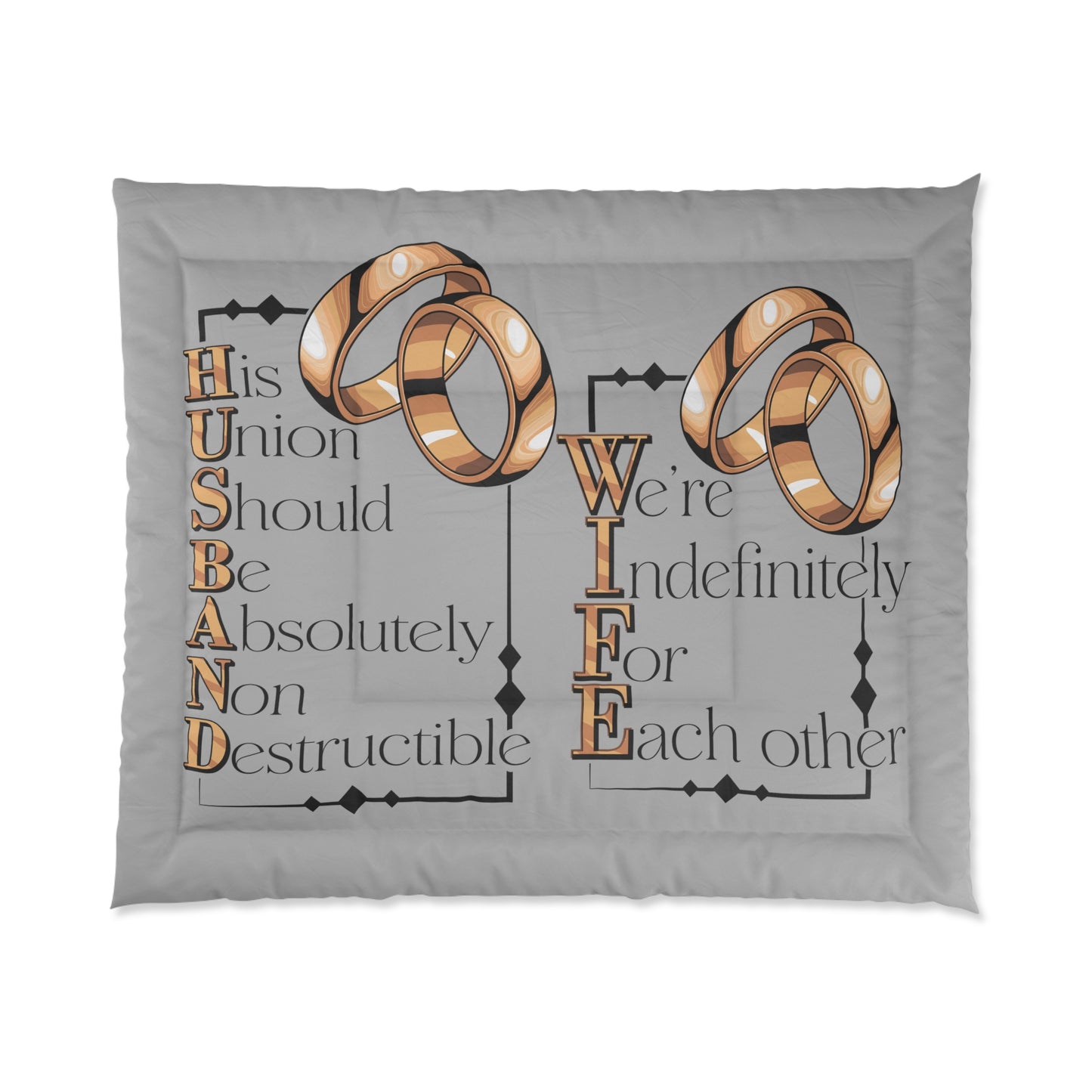 H.U.S.B.A.N.D. W.I.F.E. Couple Comforter, Wedding Gift, Anniversary Bedding, Love Decor, Cozy Bedroom Essentials