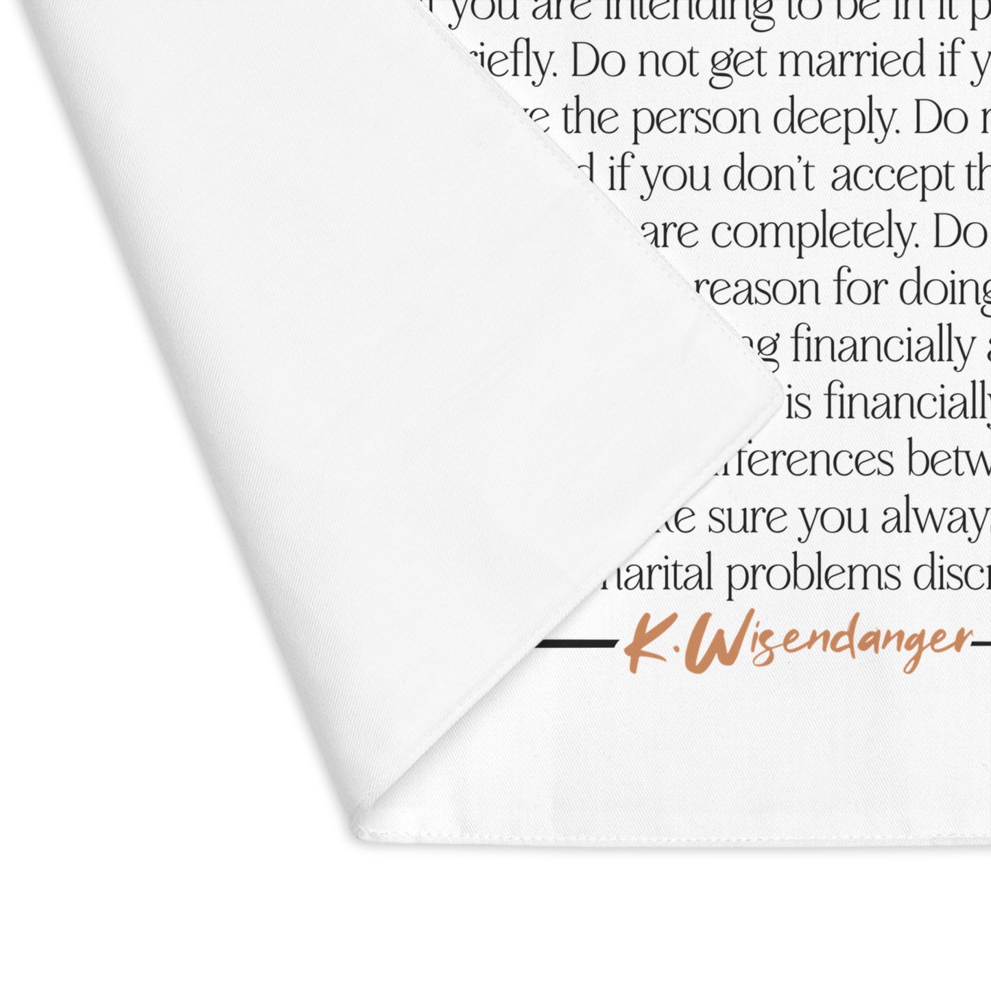 Wedding Vows Placemat — 'His Union Should Be Absolutely Non-Destructible' Decorative Table Mat