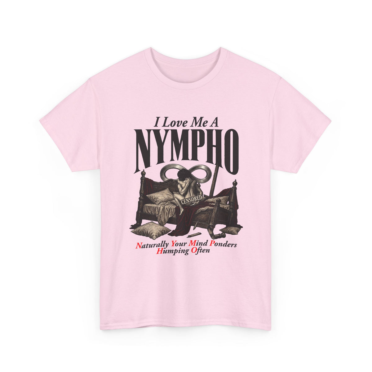 Nympho Graphic Tee — 'I Love Me a Nympho' Retro Devil Design