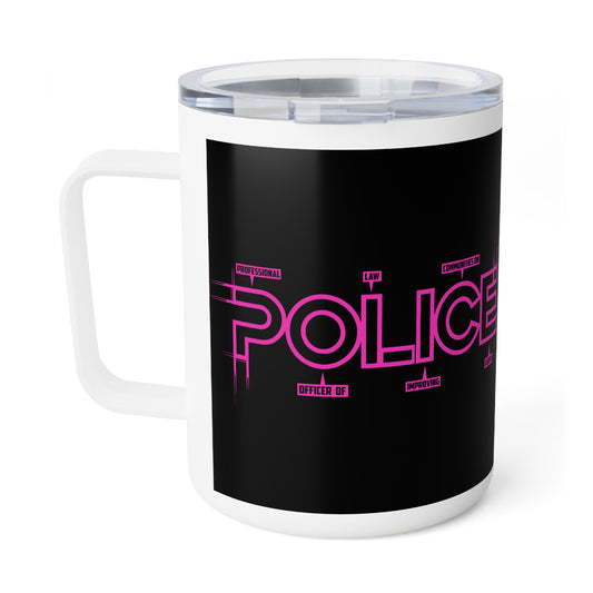 P.O.L.I.C.E. (Professional Officer of Law Improving Communities on Earth) Stylish Insulated Coffee Mug for Daily Motivation, Personalized Gift for Law Enforcement