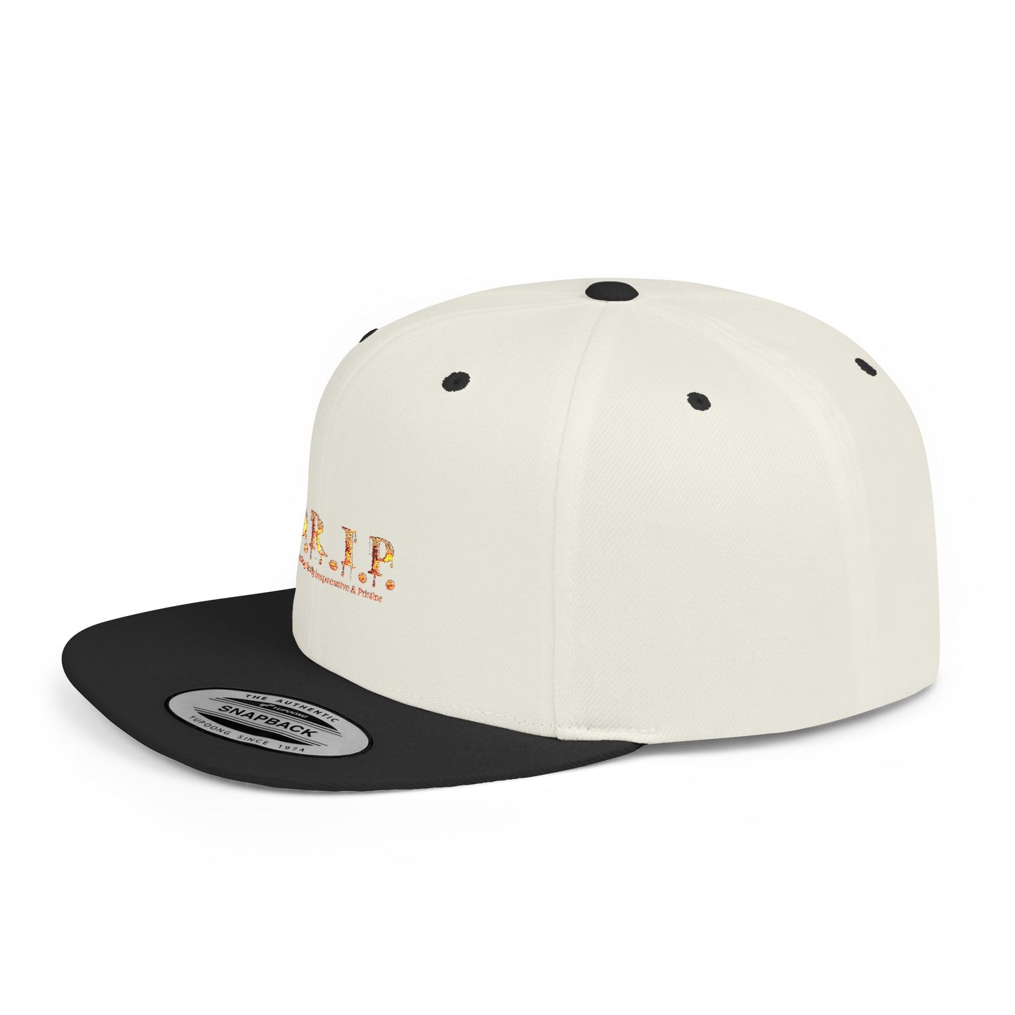 D.R.I.P. Flat Bill Snapback Hat, Trendy Streetwear Cap, Cool Graphic Hat for Hip Hop Fans, Summer Accessory, Fashion Statement