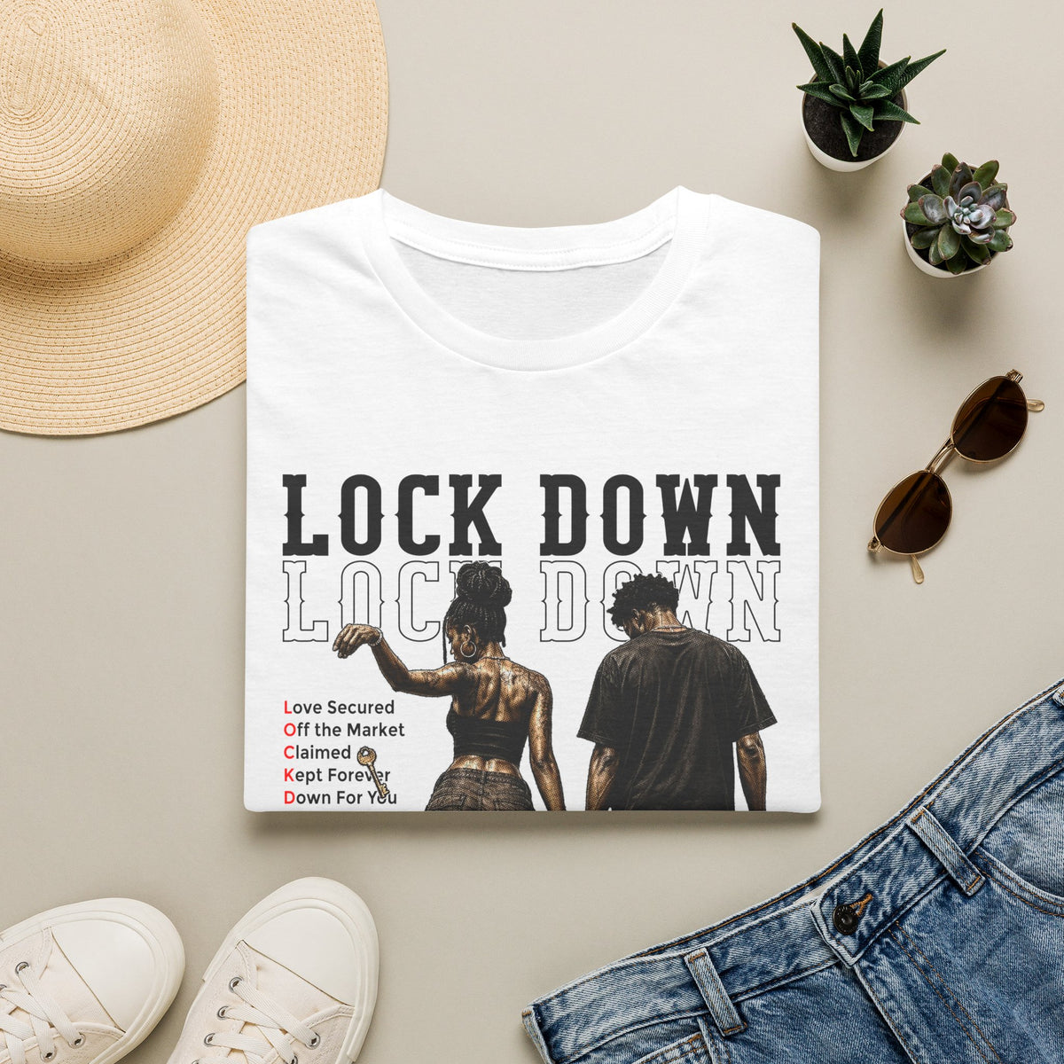 Lock Down Graphic T-Shirt — Holding Hands Street Art Design