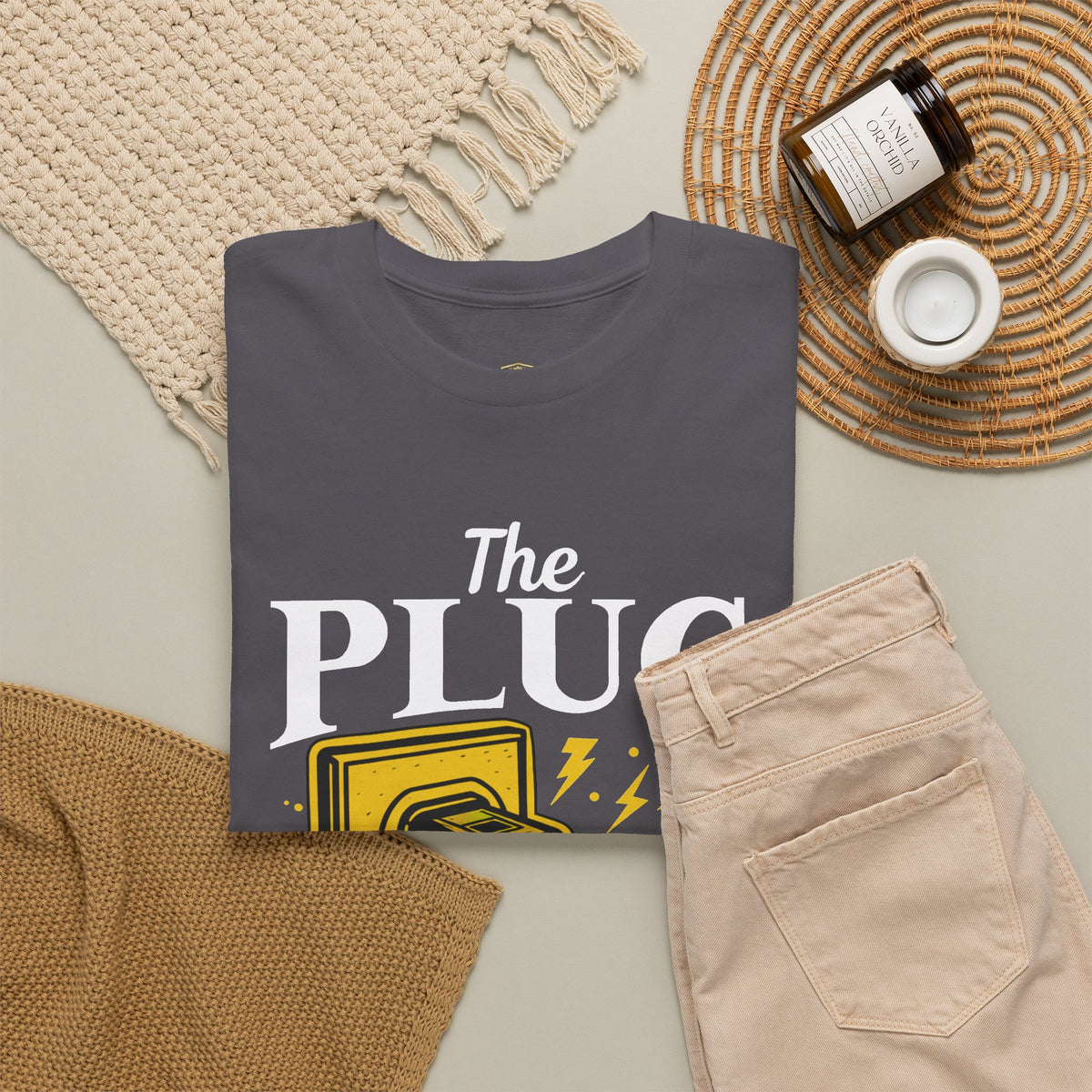 The Plug Graphic Tee — Retro Electric Plug Design