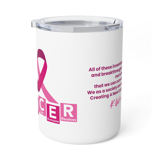 Inspirational Insulated Coffee Mug, Gift for Cancer Awareness, Pink Ribbon, Motivational Quotes, Tea Mug, Encouragement