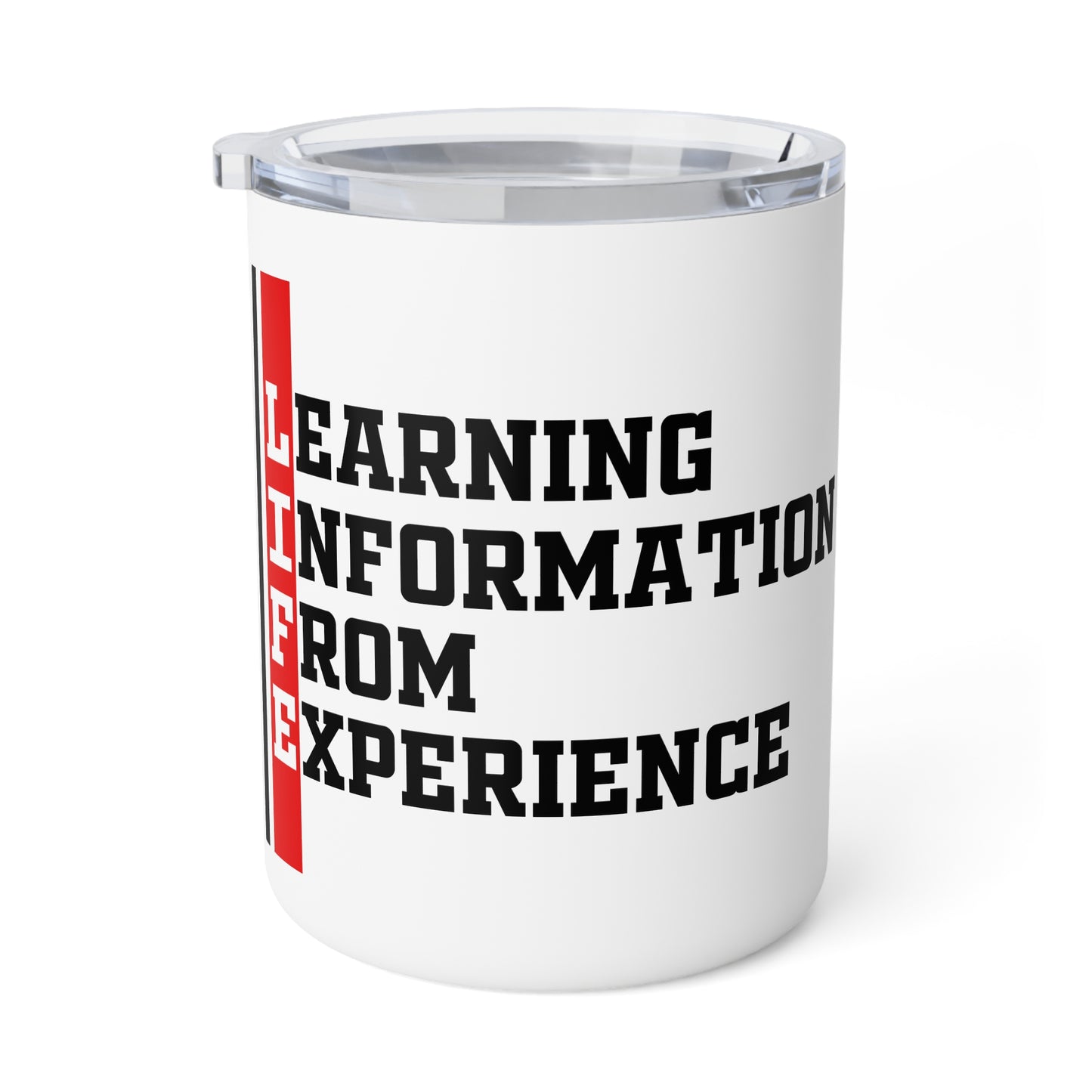L.I.F.E. Learning Information From Experience) Insulated Coffee Mug, Perfect for Gifting, Travel Mug, Motivational Drinkware, Teachers Gift, Personal Development