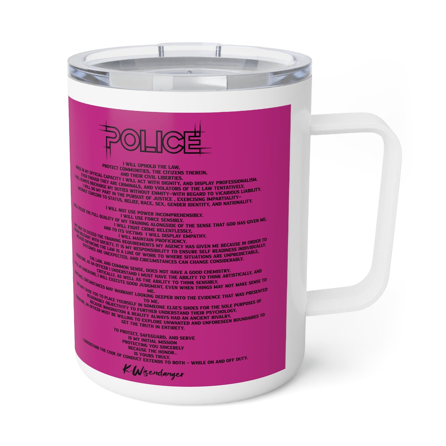 P.O.L.I.C.E. (Professional Officer of Law Improving Communities on Earth) Vibrant Insulated Coffee Mug, Fun Gift for Coffee Lovers, Law Enforcement