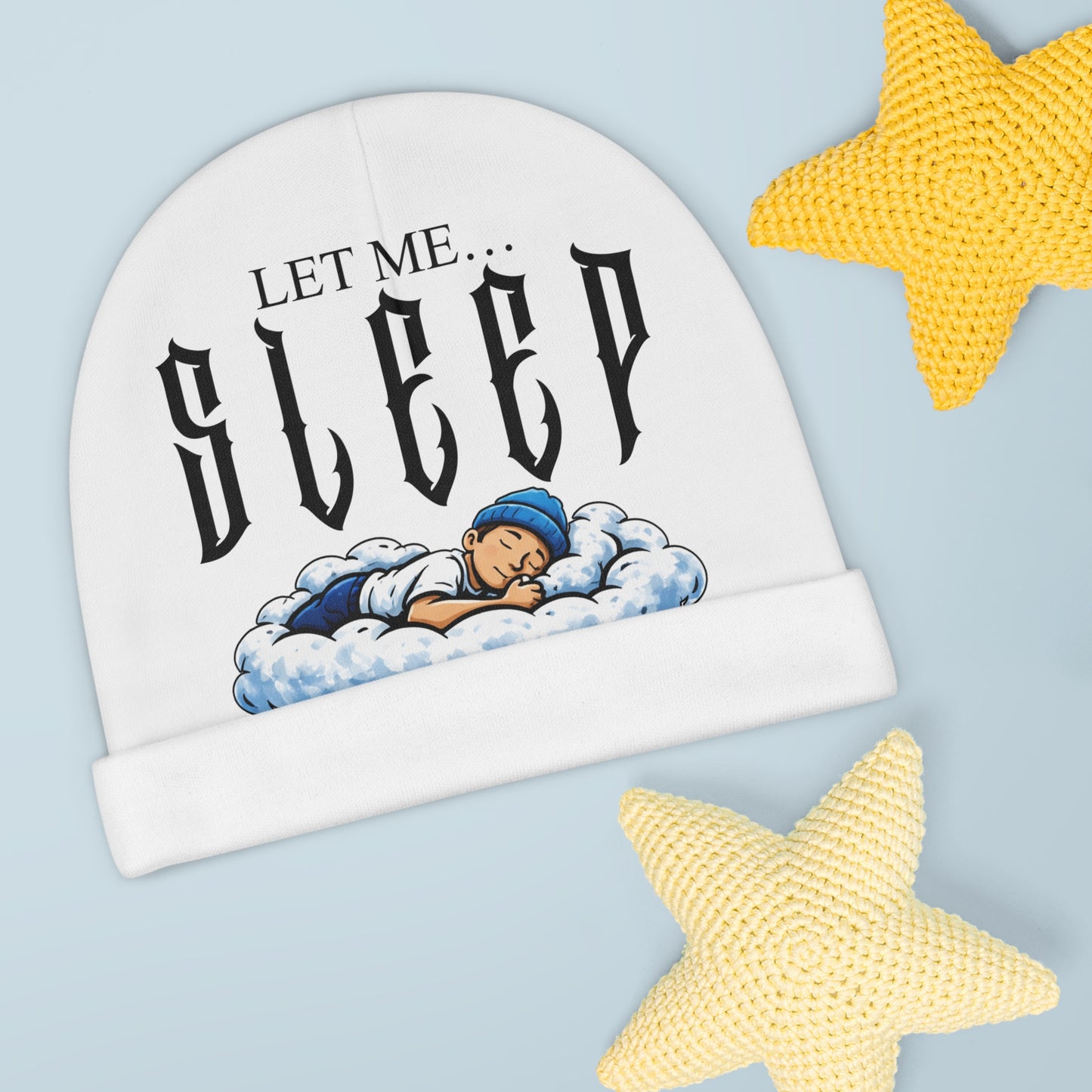 Baby Beanie — "Let Me Sleep" Cute Sleeping Baby Cloud Infant Hat