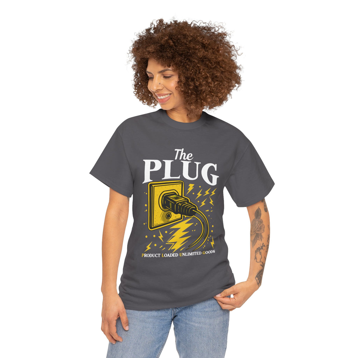The Plug Graphic Tee — Retro Electric Plug Design
