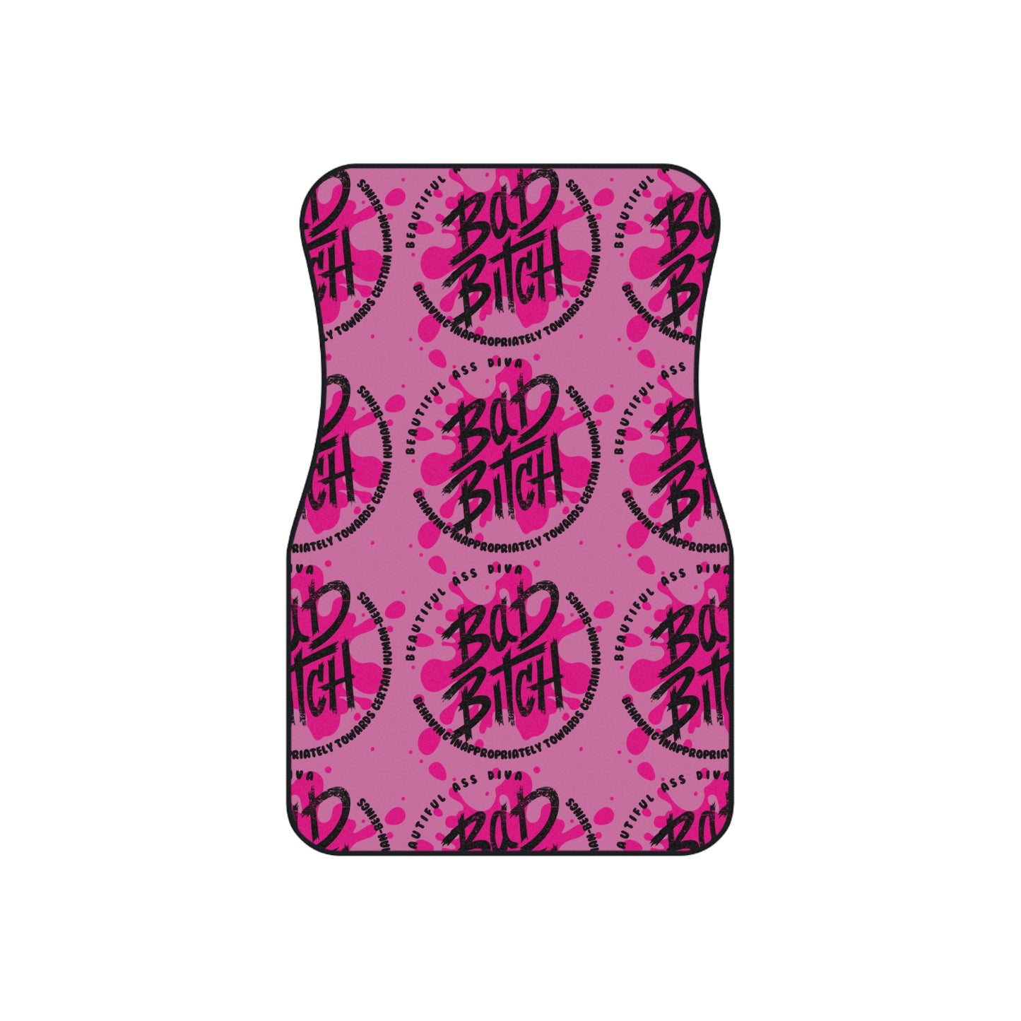 Car Mats — Pink "Bad Bitch" Patterned Front Floor Mats