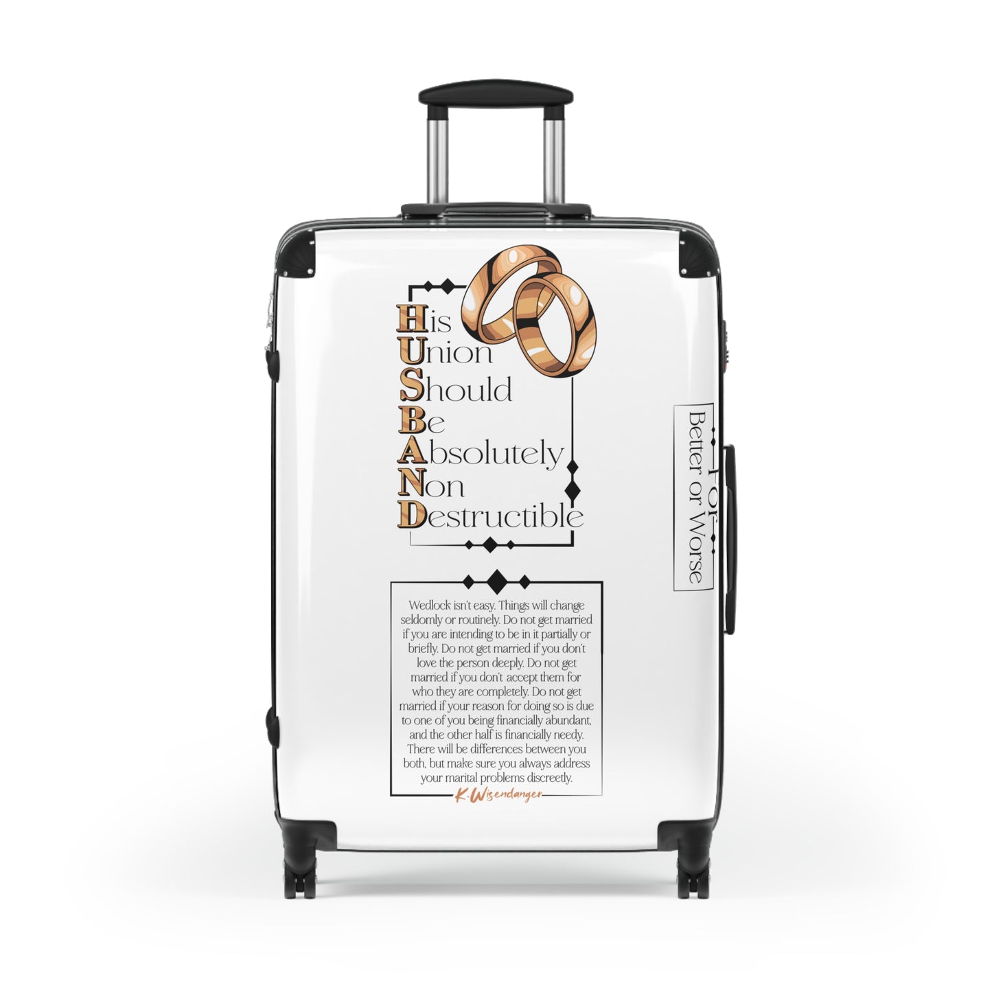 HUSBAND Suitcase with Inspirational Quote, Travel Gear, Honeymoon Essentials, Gift for Couples, Personal Luggage