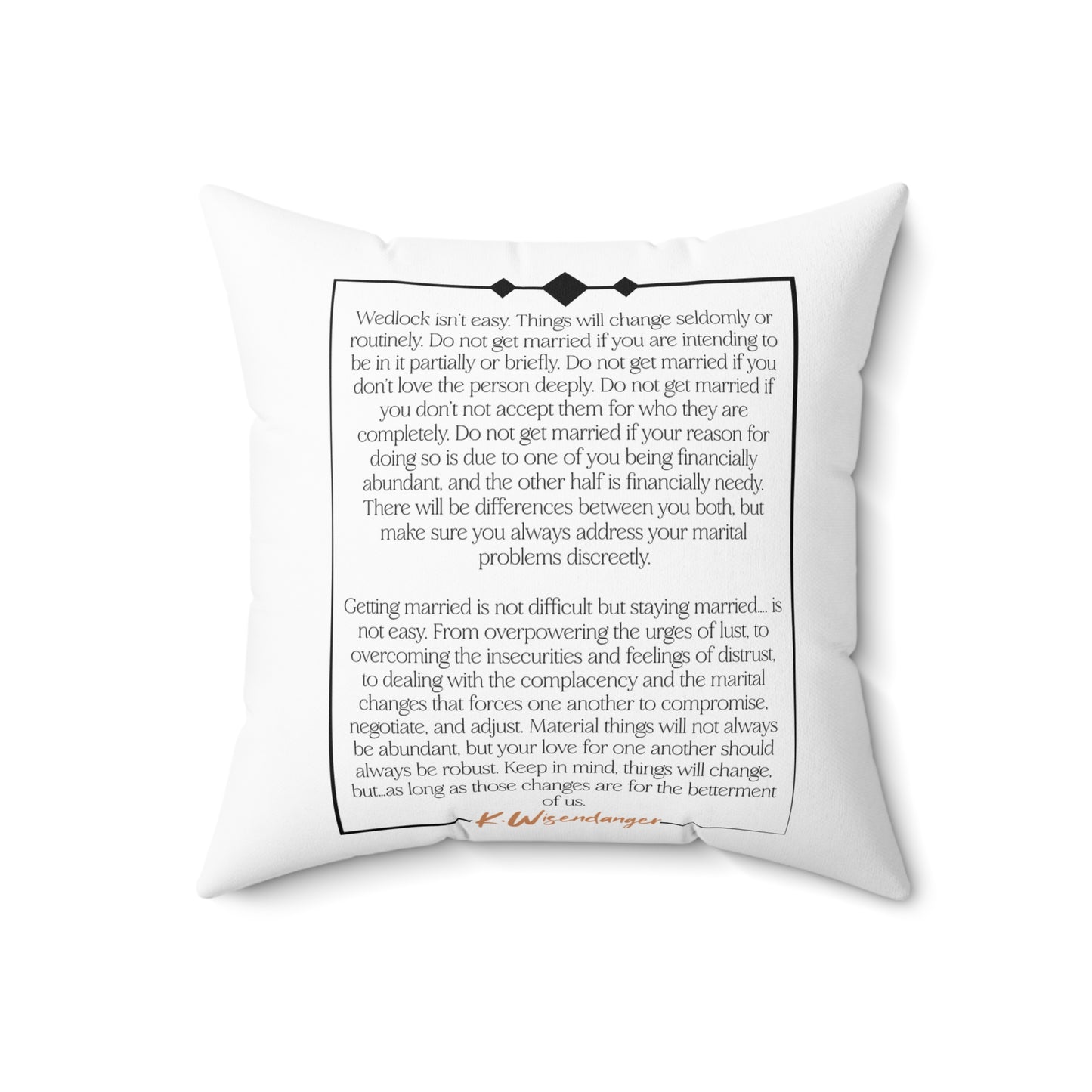 W.I.F.E. Romantic Wedding Pillow with Rings Design, Perfect Anniversary or Wedding Gift, Home Decor for Couples, Personalized Love Accent