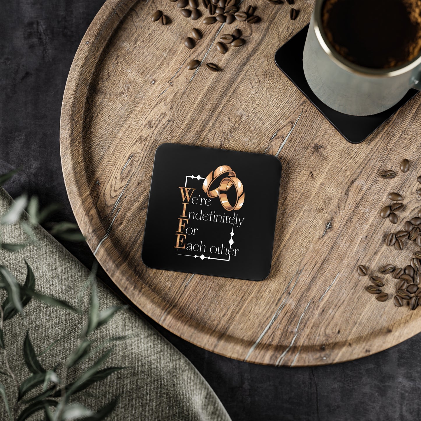 Wife "We're Indefinitely For Each Other" Coasters – Wedding & Anniversary Drink Coaster Set