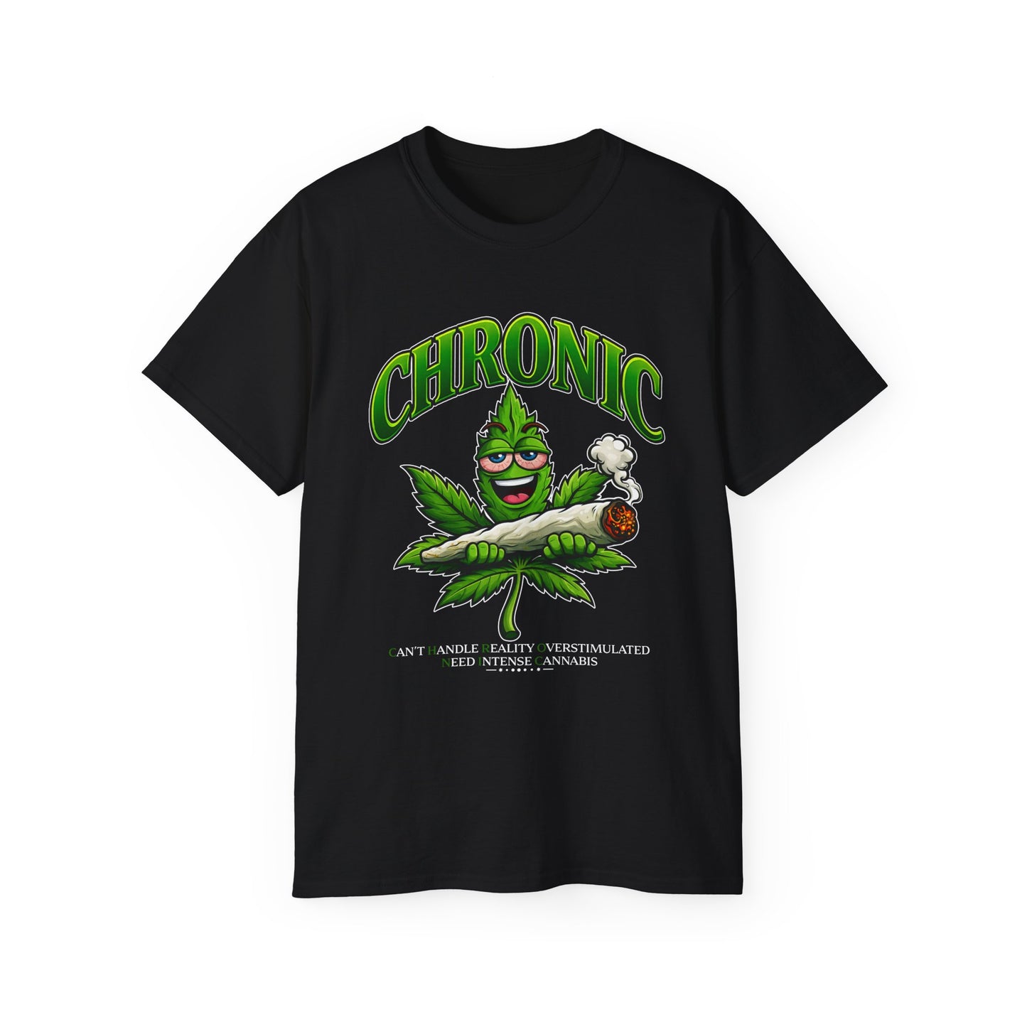 Chronic Cartoon Marijuana Leaf T-Shirt – Funny Cannabis Smoke Tee