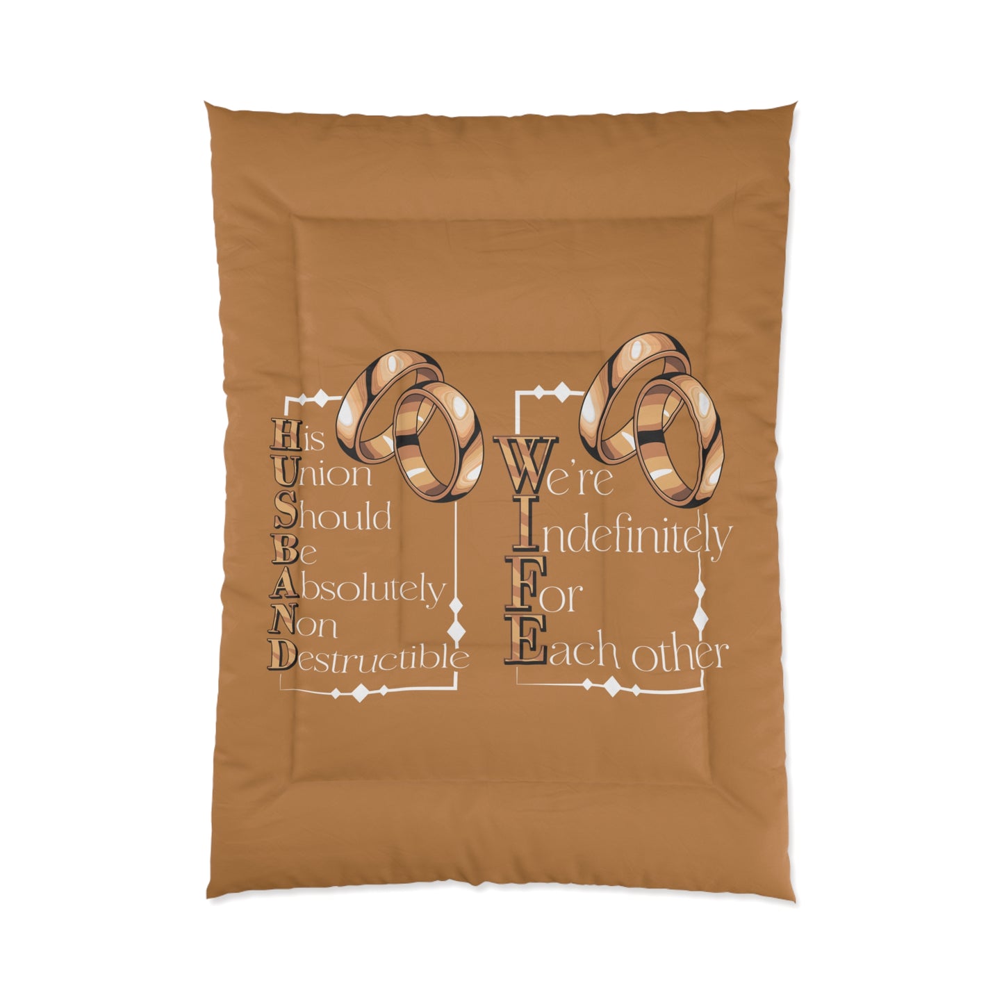 H.U.S.B.A.N.D. W.I.F.E. Wedding Comforter | Indestructible Love Bedding, Marriage Gift, Anniversary Decor, Relationship Comforter, Couples Bedroom