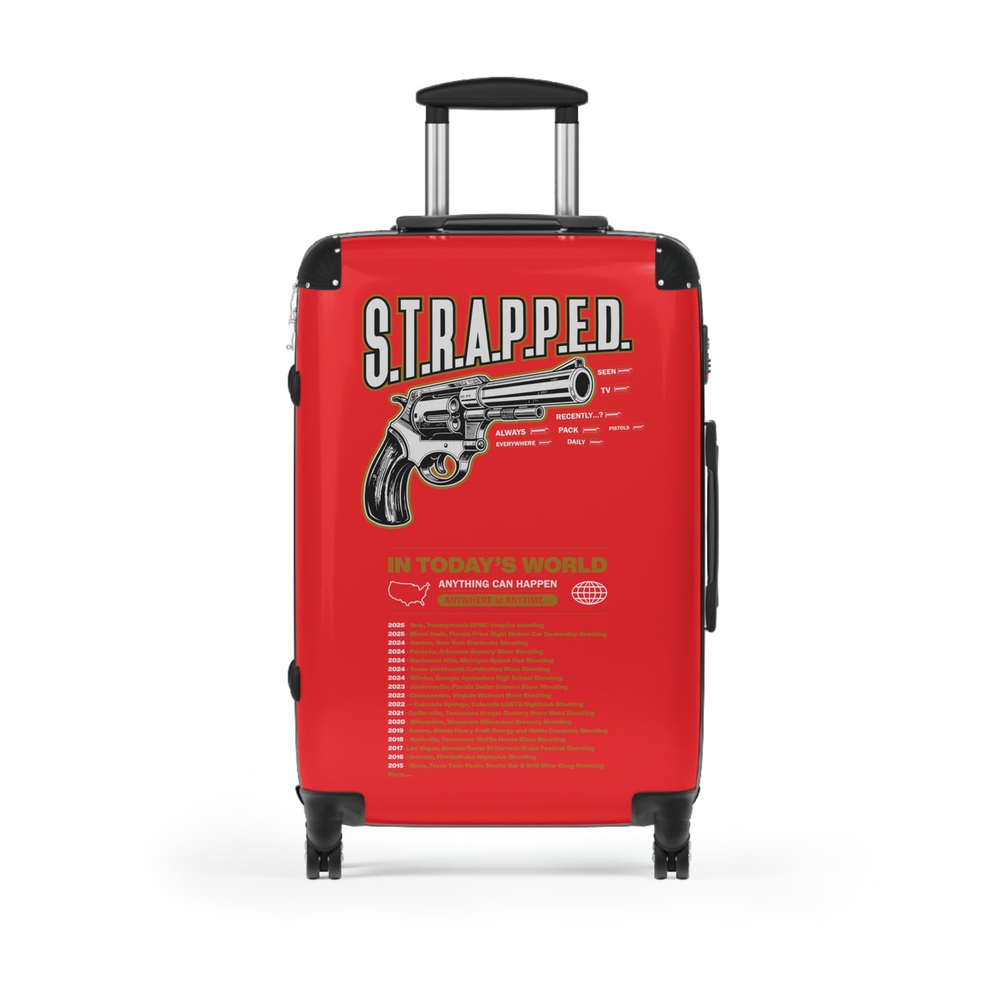 Gun Graphic Carry-On Luggage, Stylish Travel Bag, Unique Suitcase, Gift for Travelers, Suitcase with Attitude