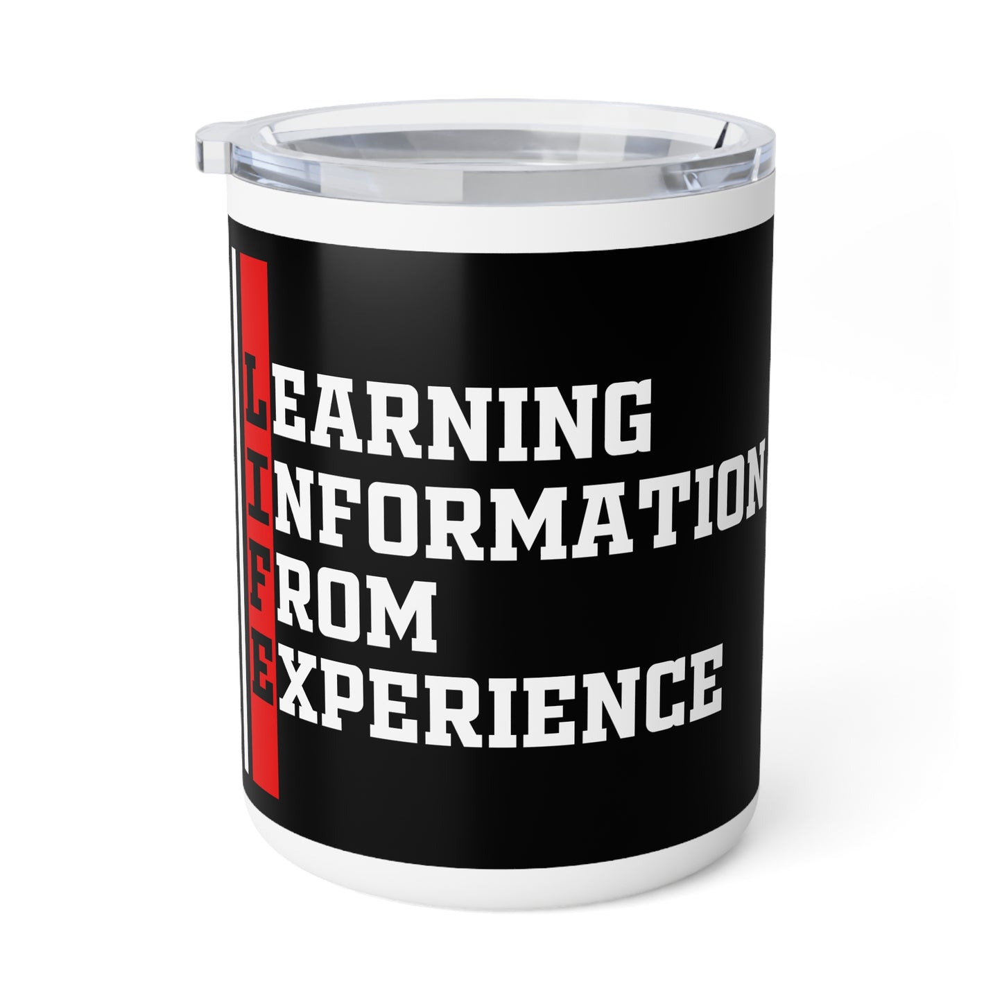 L.I.F.E. (Learning Information From Experience) Stylish Insulated Coffee Mug for Lifelong Learners, Hot Drinks, Gift for Students, Motivational Mug, Life Lessons, Experience Inspired