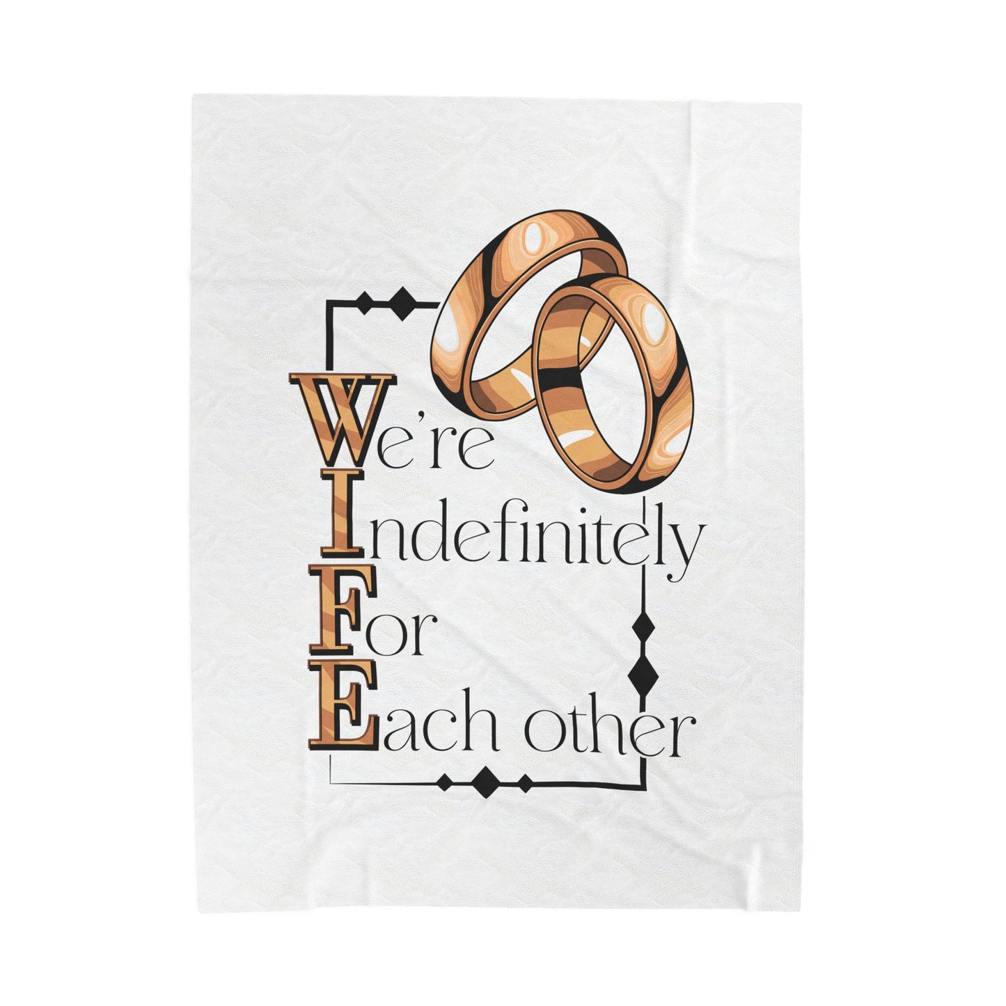 W.I.F.E. Cozy Velveteen Plush Blanket for Wives - Perfect Wedding Gift, Anniversary Present, Home Decor, Soft Throw, Gift for Her