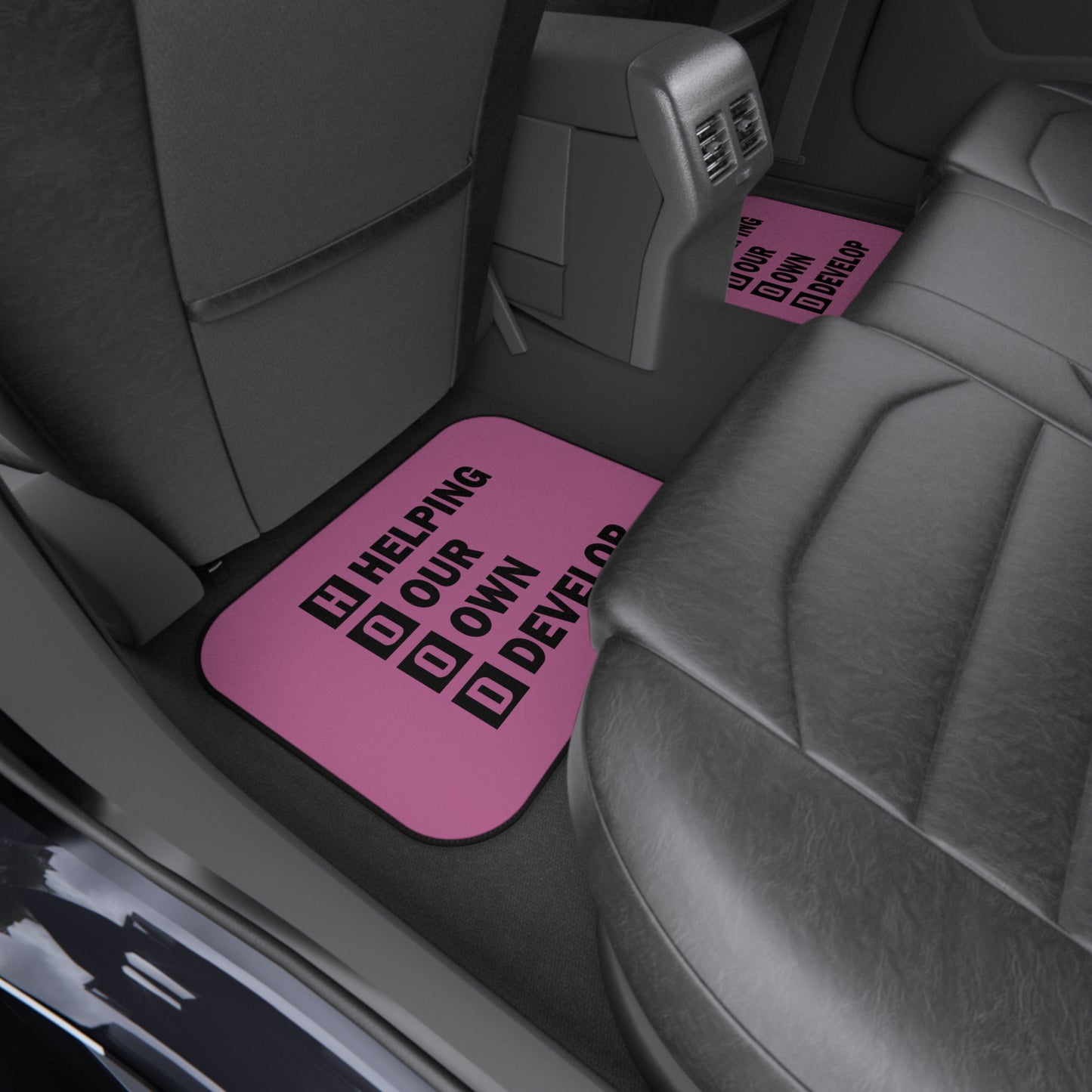 Car Mats — Pink 'HOOD: Helping Our Own Develop' Set of 4