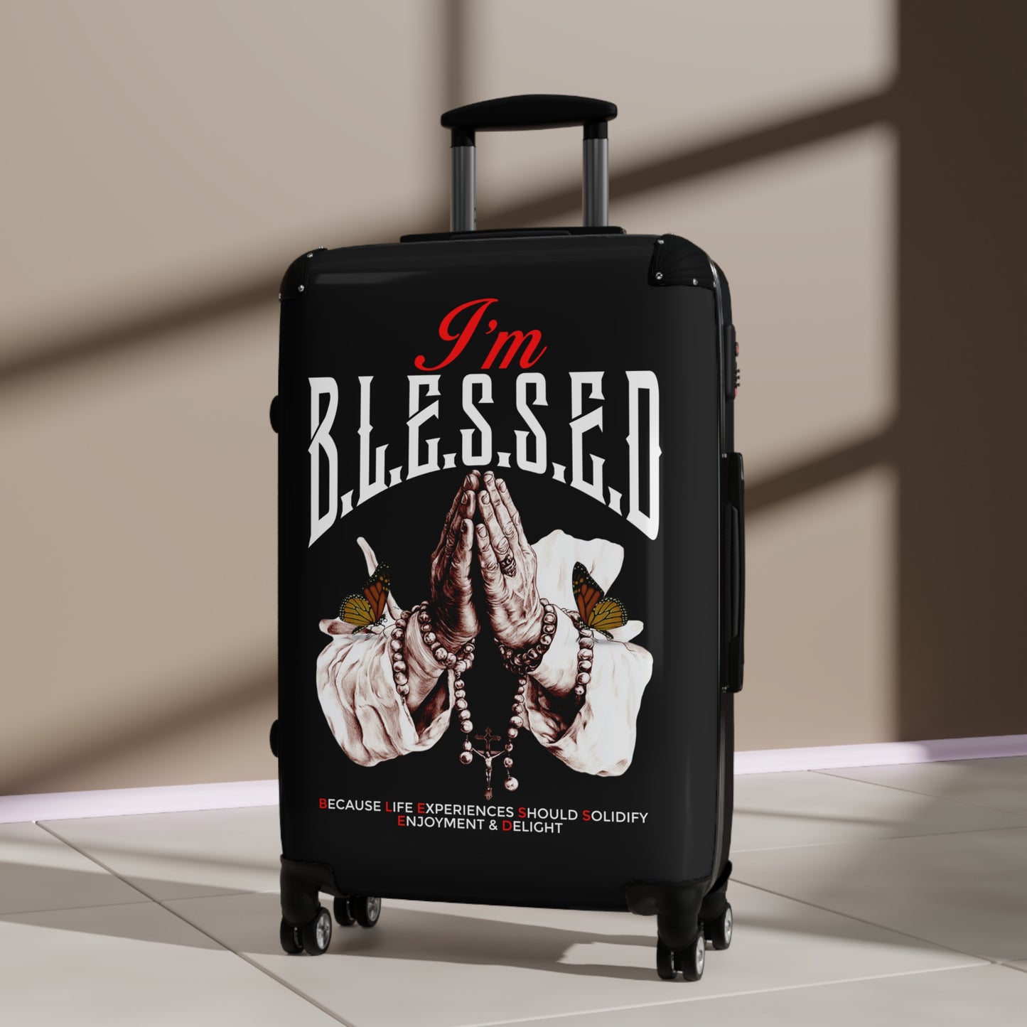Blessed Travel Suitcase - Carry-On Luggage, Inspirational Gift, Travel Accessory, Unique Décor, Vacation Essentials, Adventure Ready