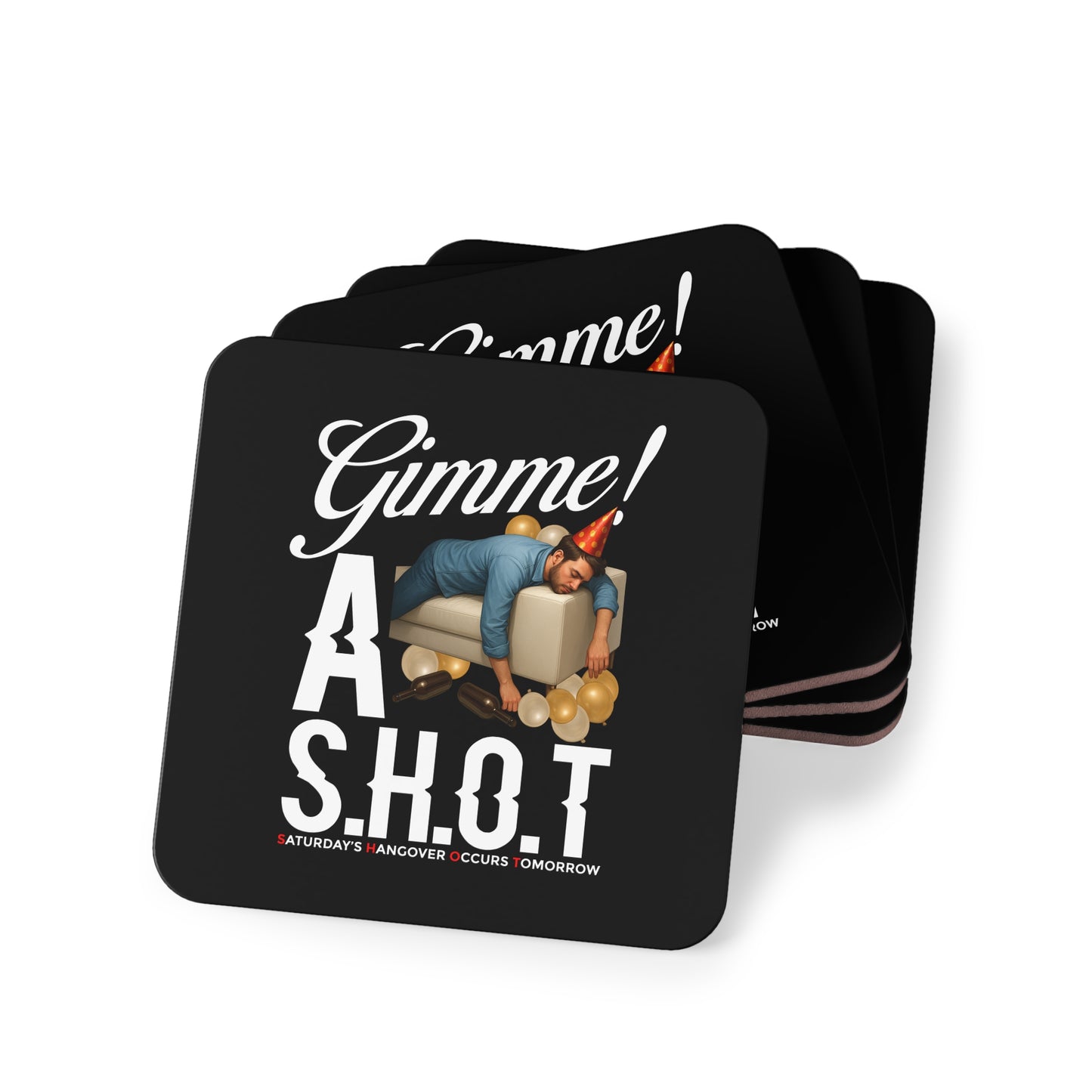 Coaster — "Gimme a S.H.O.T." Funny Hangover Party Drink Coaster