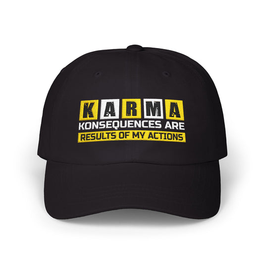 K.A.R.M.A. Classic Cap, Unique Gift for Dad, Adjustable Cap, Everyday Wear