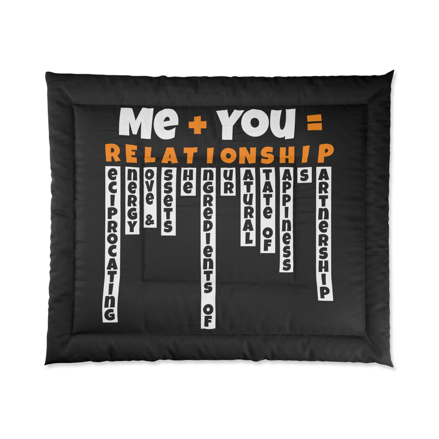 Cozy Relationship Comforter, Black Comforter for Couples, Love Themed Bedding, Valentine’s Day Gift, Romantic Bedroom Decor