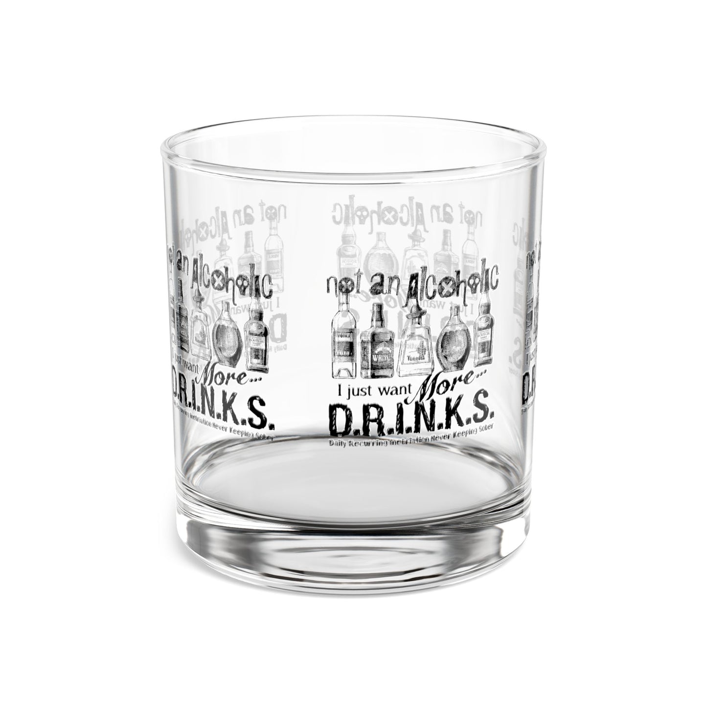 Not An Alcoholic D.R.I.N.K.S. Whiskey Rocks Glass, Fun Barware for Cocktail Lovers, Ideal Gift for Birthdays, Weddings, or Housewarming