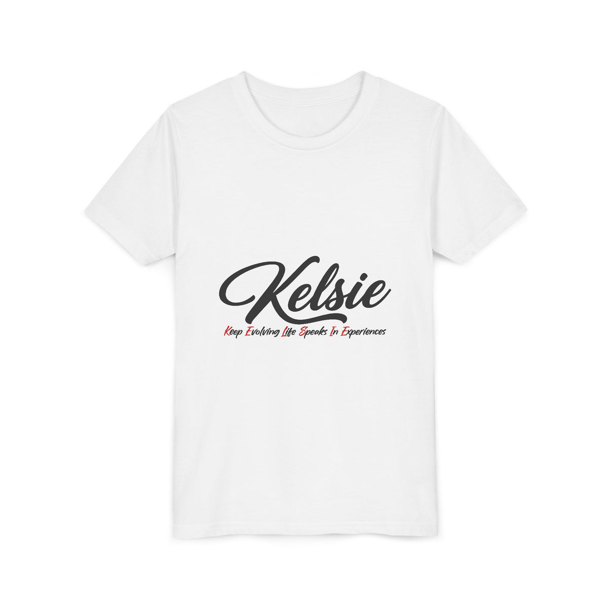 Kelsie Youth Tee – Personalized Name Script Kids Shirt