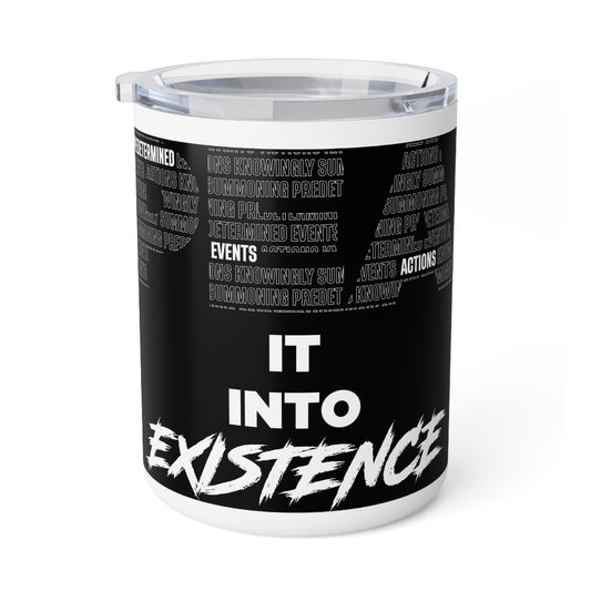 S.P.E.A.K. Into Existence Motivational Travel Mug, Perfect Gift for Goal-Getters, Coffee Lovers, Black and White Design