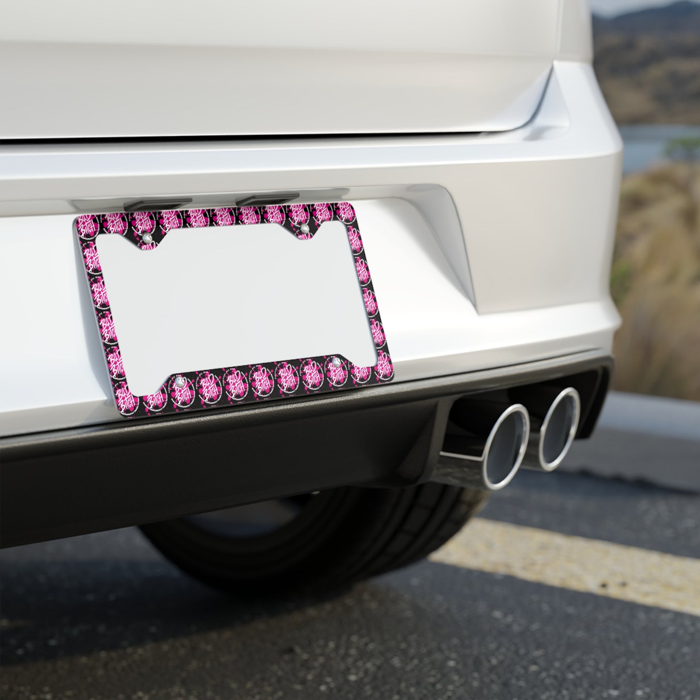 B.A.D. B.I.T.C.H. Metal License Plate Frame — Slim Decorative Car Trim