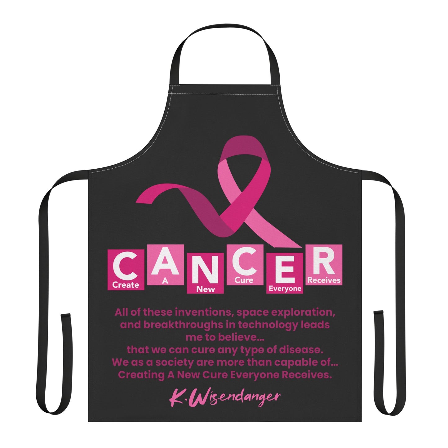 Breast Cancer Awareness Apron — 'CANCER' Ribbon Quote Chef Apron