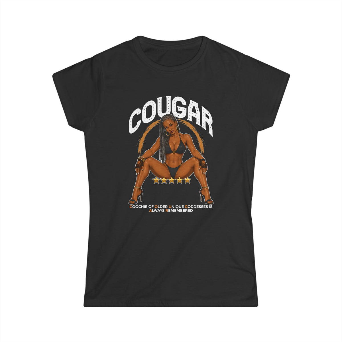 C.O.U.G.A.R. Women's Black Crewneck Tee — Soft Everyday T-Shirt