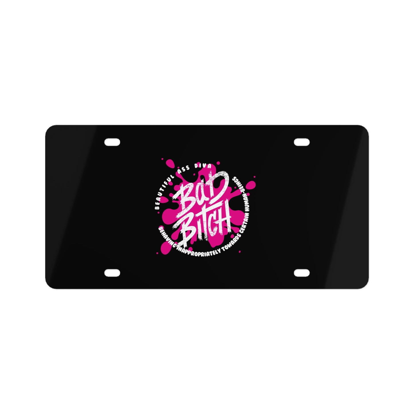 B.A.D. B.I.T.C.H. License Plate — Pink Graffiti Statement Tag