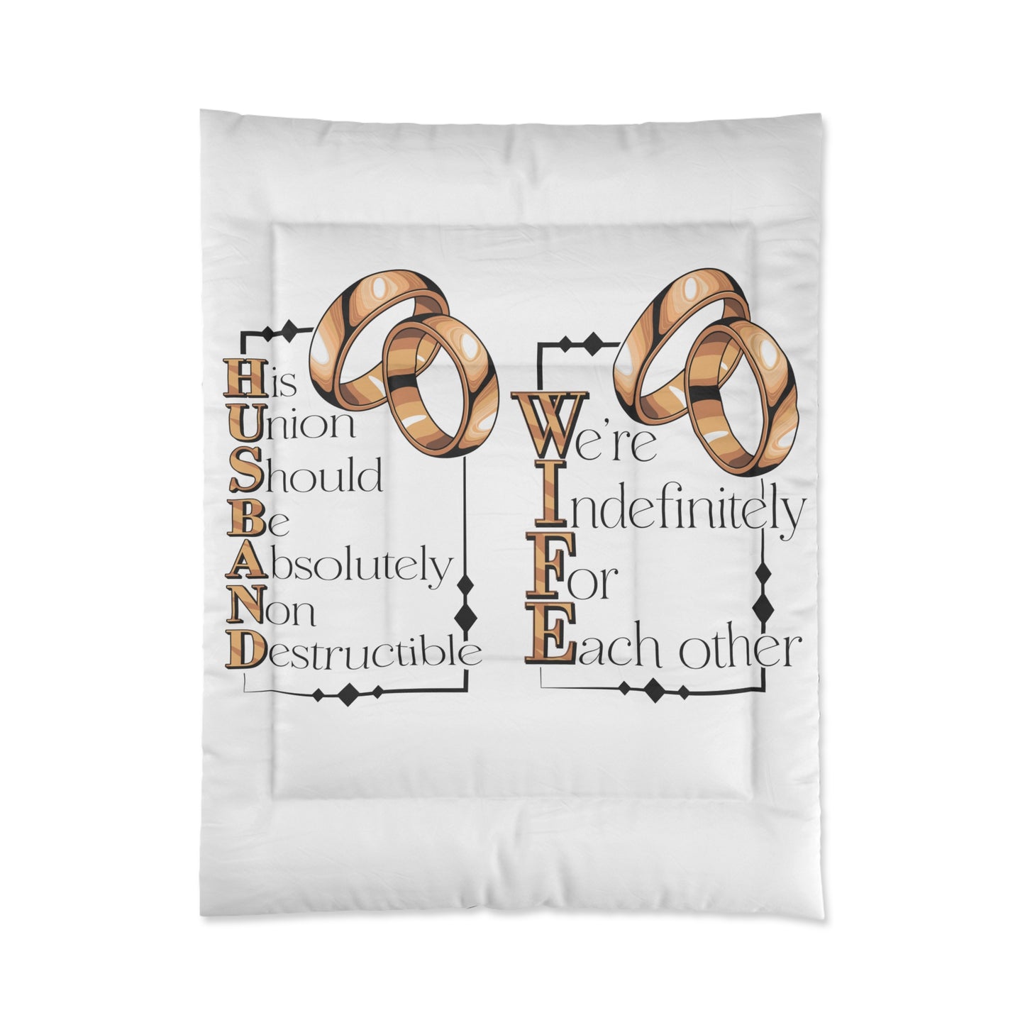 H.U.S.B.A.N.D. W.I.F.E. Elegant Couples Comforter - Perfect Wedding Gift, Cozy Bedroom Décor, Anniversary Celebration, Home & Living
