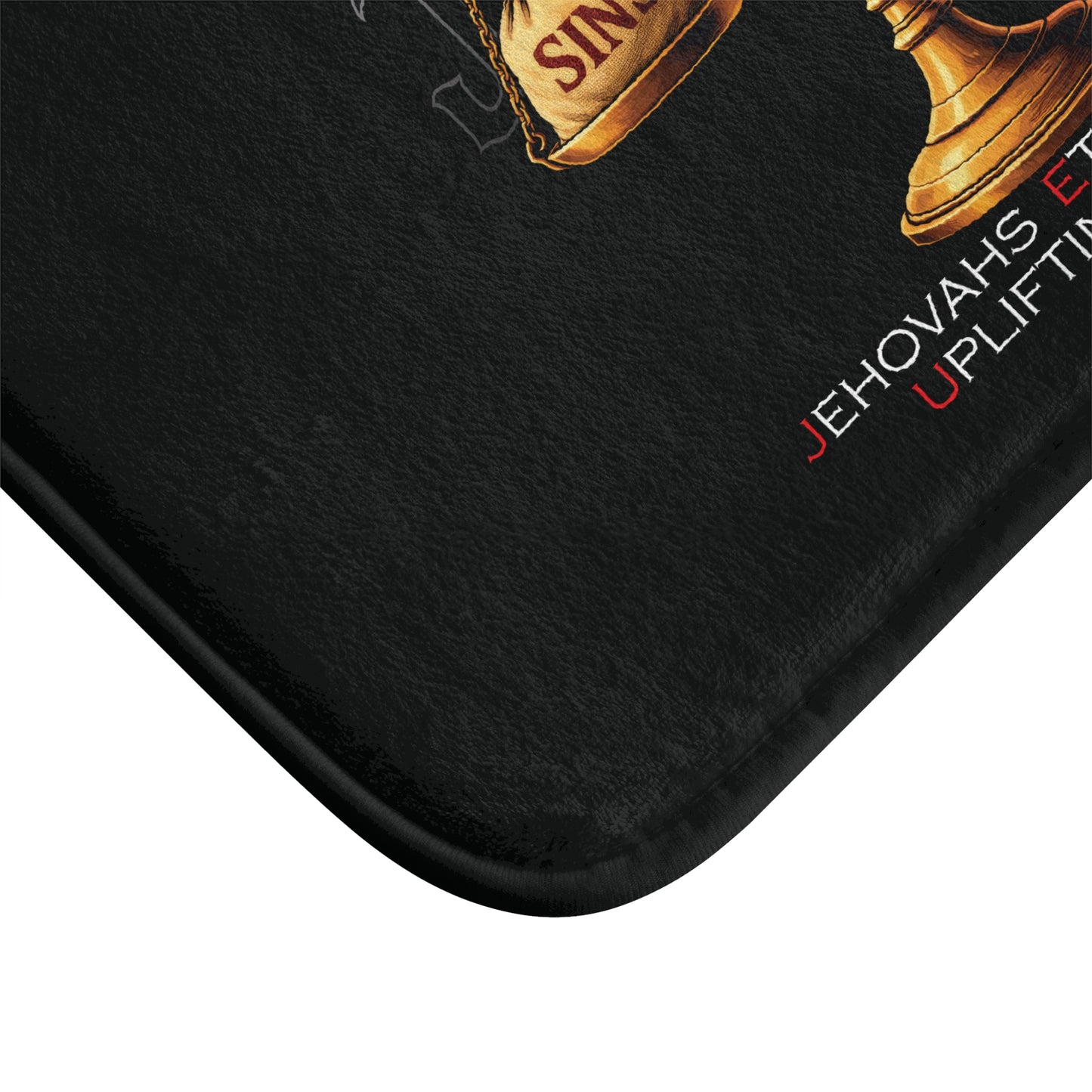 Christian Bath Mat — Jesus Scales of Sins & Forgiveness Design