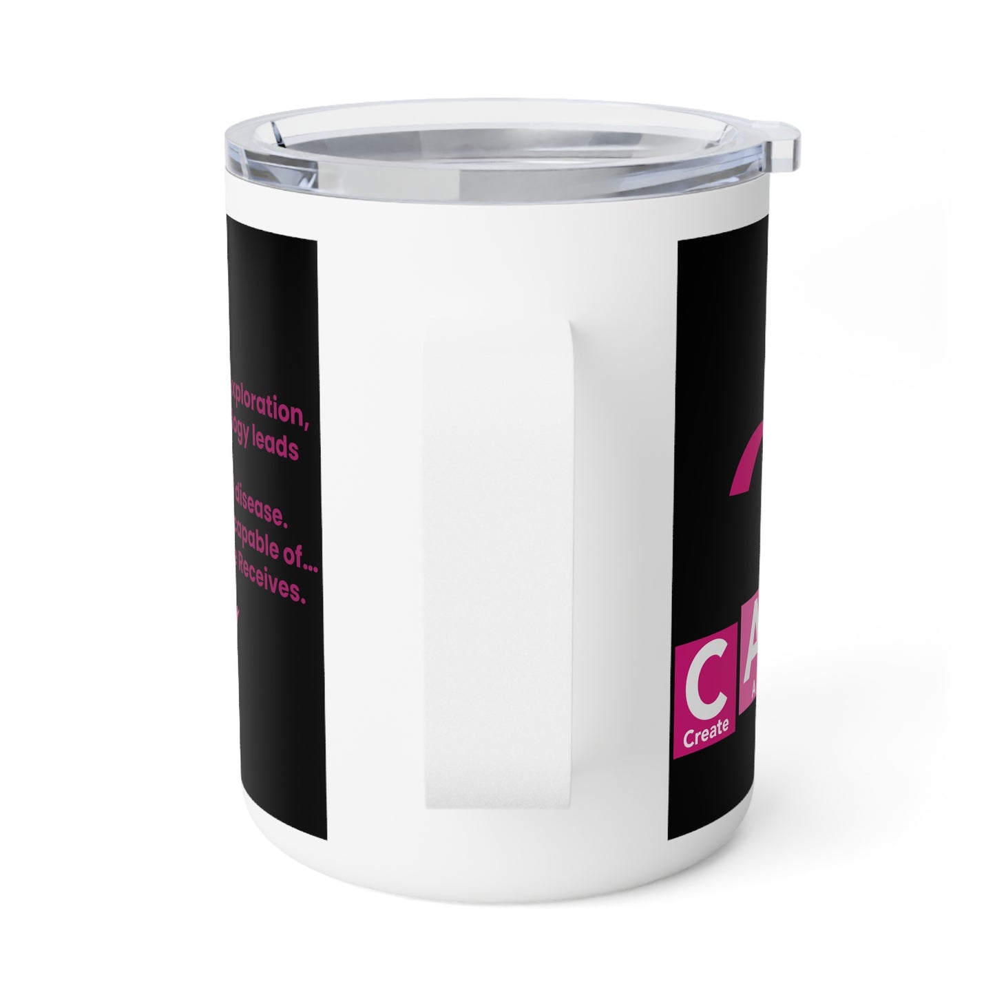 C.A.N.C.E.R. (Create A New Cure Everyone Receives)Breast Cancer Awareness Insulated Coffee Mug, Stylish Travel Mug for Survivors, Support Gift for Her, Inspirational Quotes, Fundraiser Mug