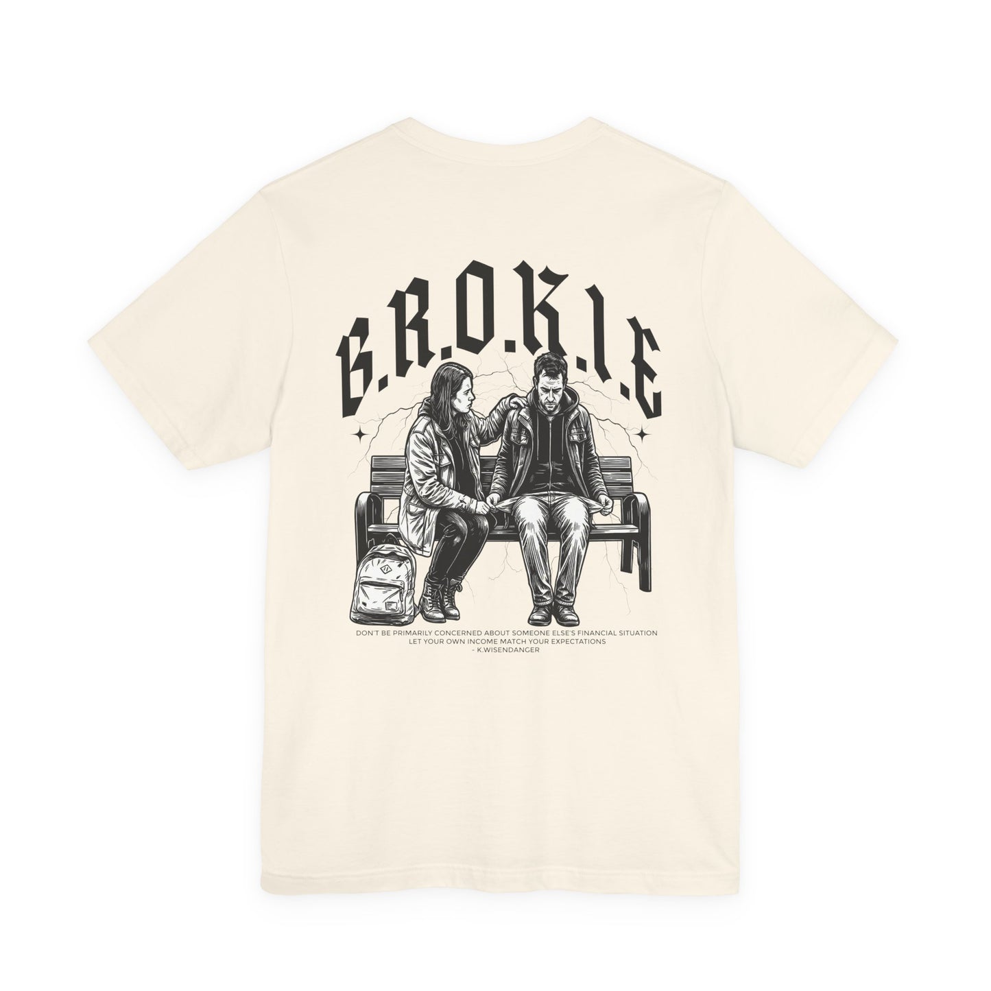 No B.R.O.K.I.E. Premium Tee — Graphic Vintage Streetwear T-Shirt with Bench Illustration