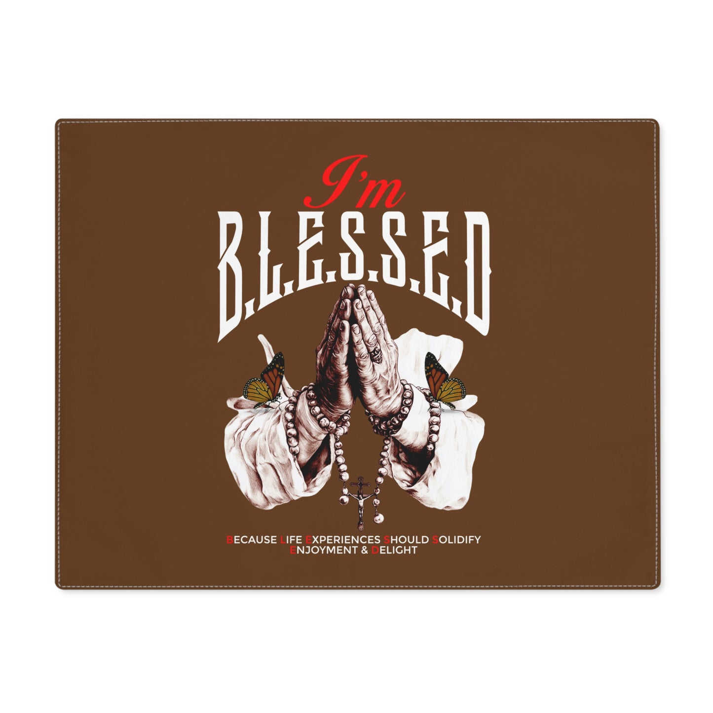 Placemat — "I'm Blessed" Praying Hands Decorative Table Placemat