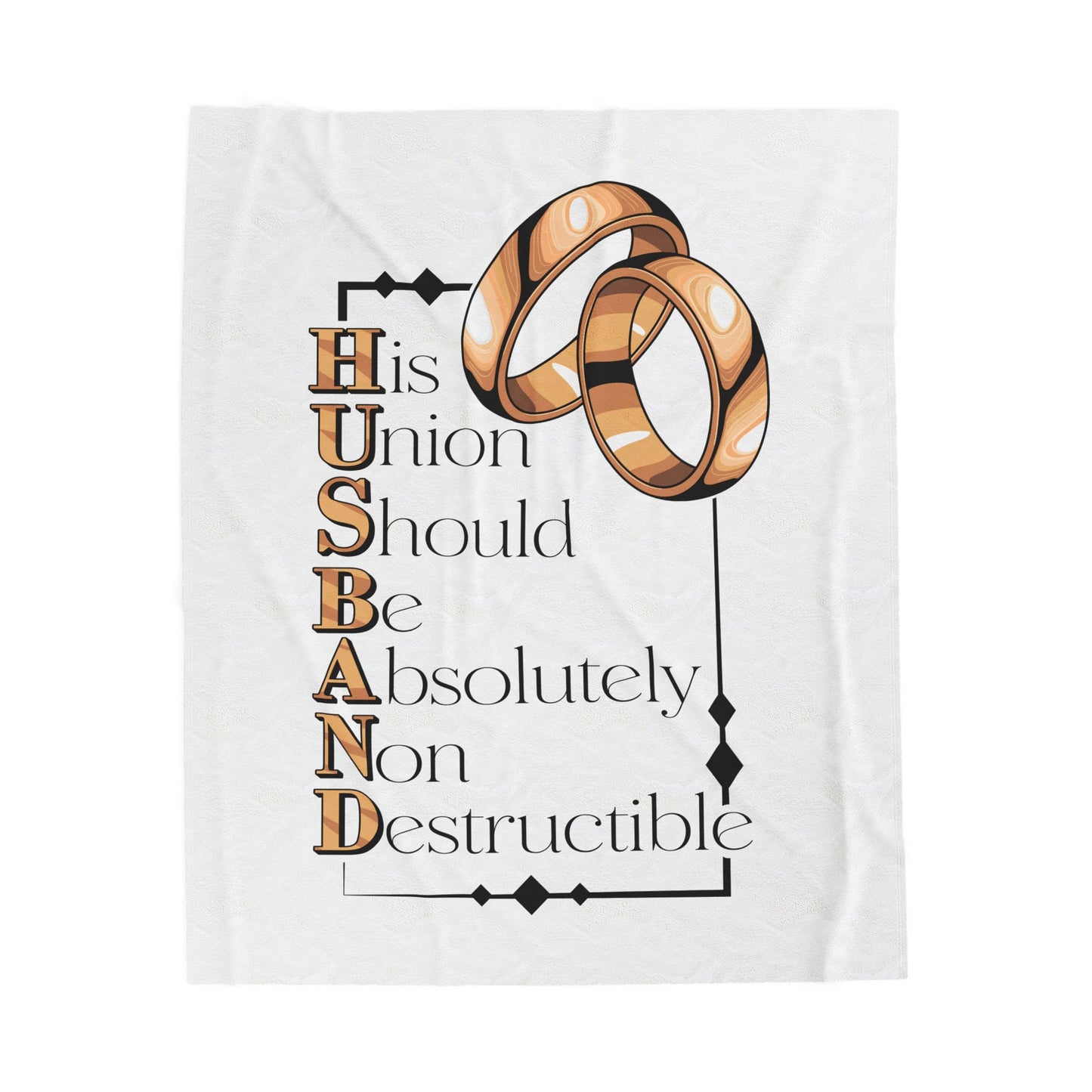 H.U.S.B.A.N.D. His Union Should Be Absolutely Non Destructible Velveteen Plush Blanket, Wedding Gift, Marriage Decor, Anniversary Gift,