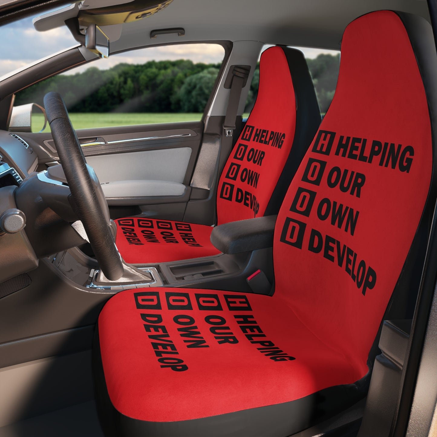 Helping Our Own Develop Red Polyester Car Seat Covers