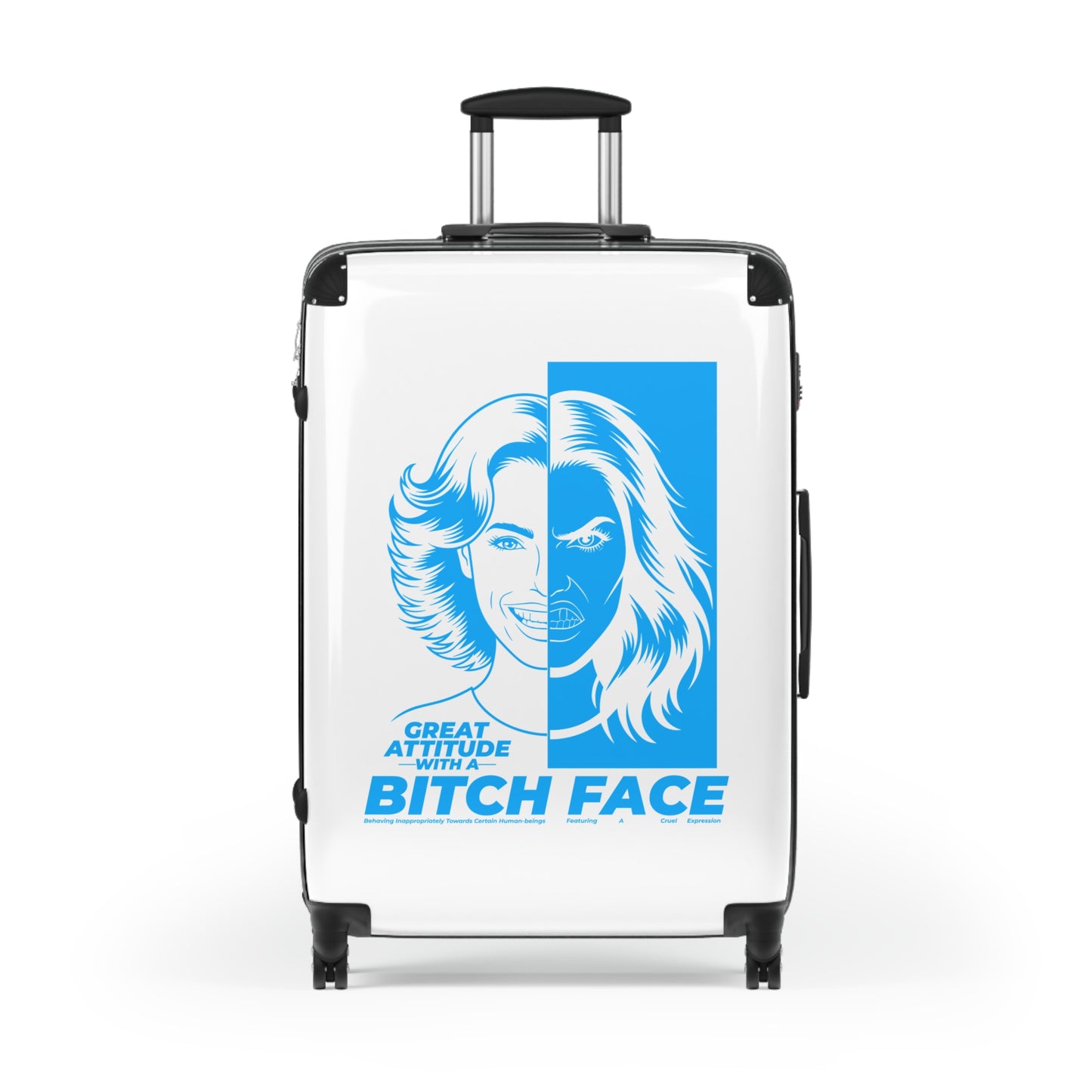 Resting Bitch Face Suitcase, Trendy Luggage, Stylish Travel Bag, Vacation Gear, Gift for Travelers, Fun Travel Accessory