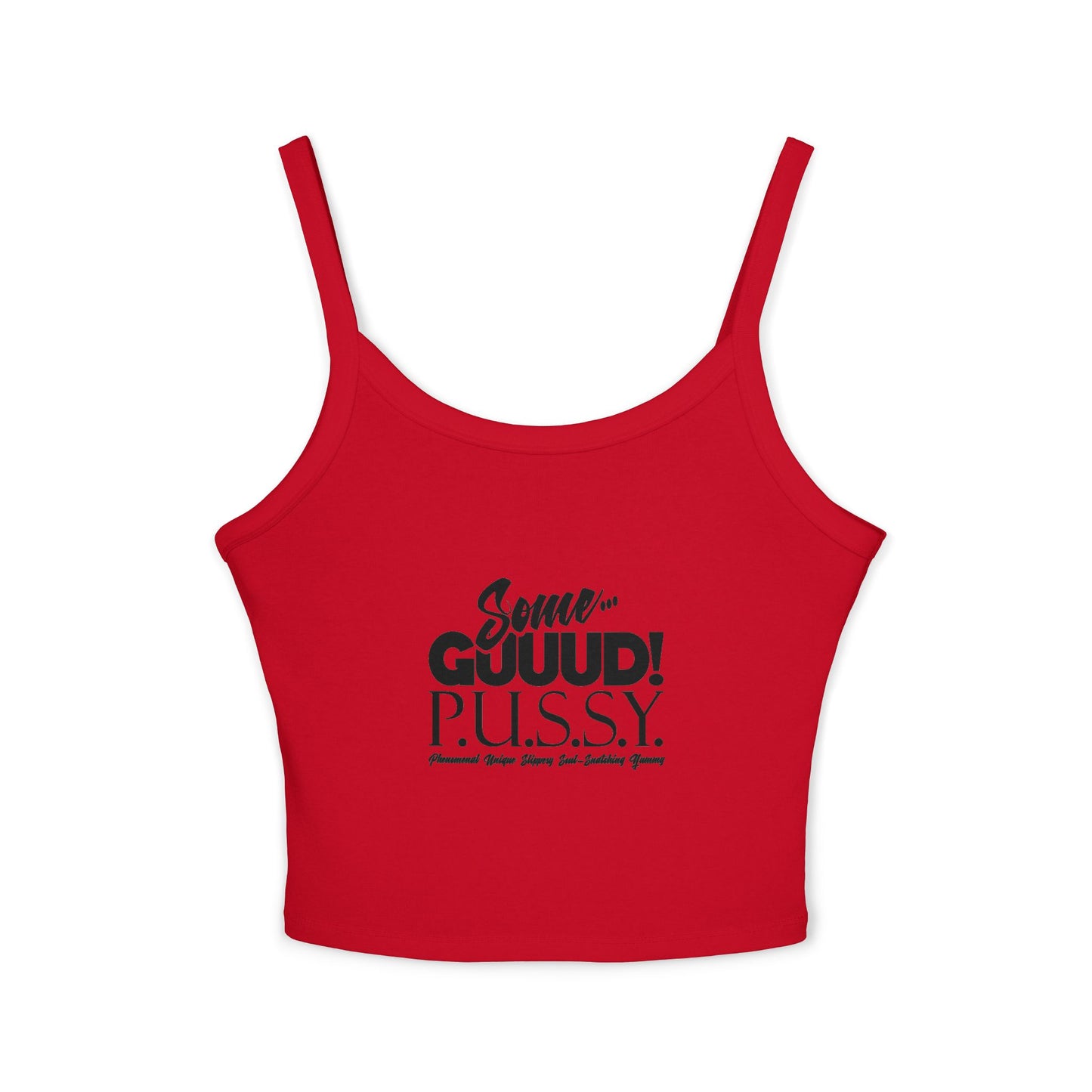 GUUD P.U.S.S.Y. Fun Graphic Tank Top for Women - Summer Style, Casual Wear, Trendy Spaghetti Strap