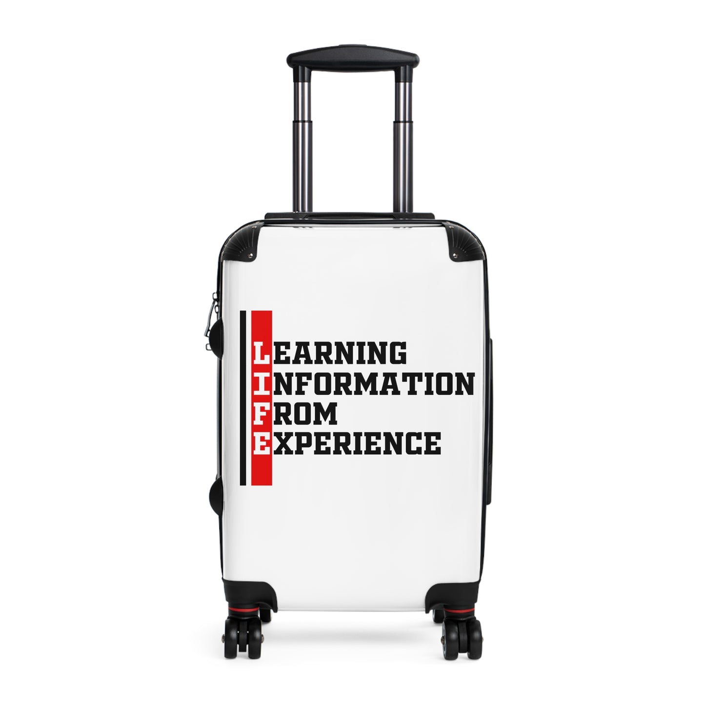 L.I.F.E (Learning Information From Experience) Inspirational Suitcase for Travelers, Durable Luggage for Life Experiences, Travel Accessories, Perfect Graduation Gift, Adventure Ready