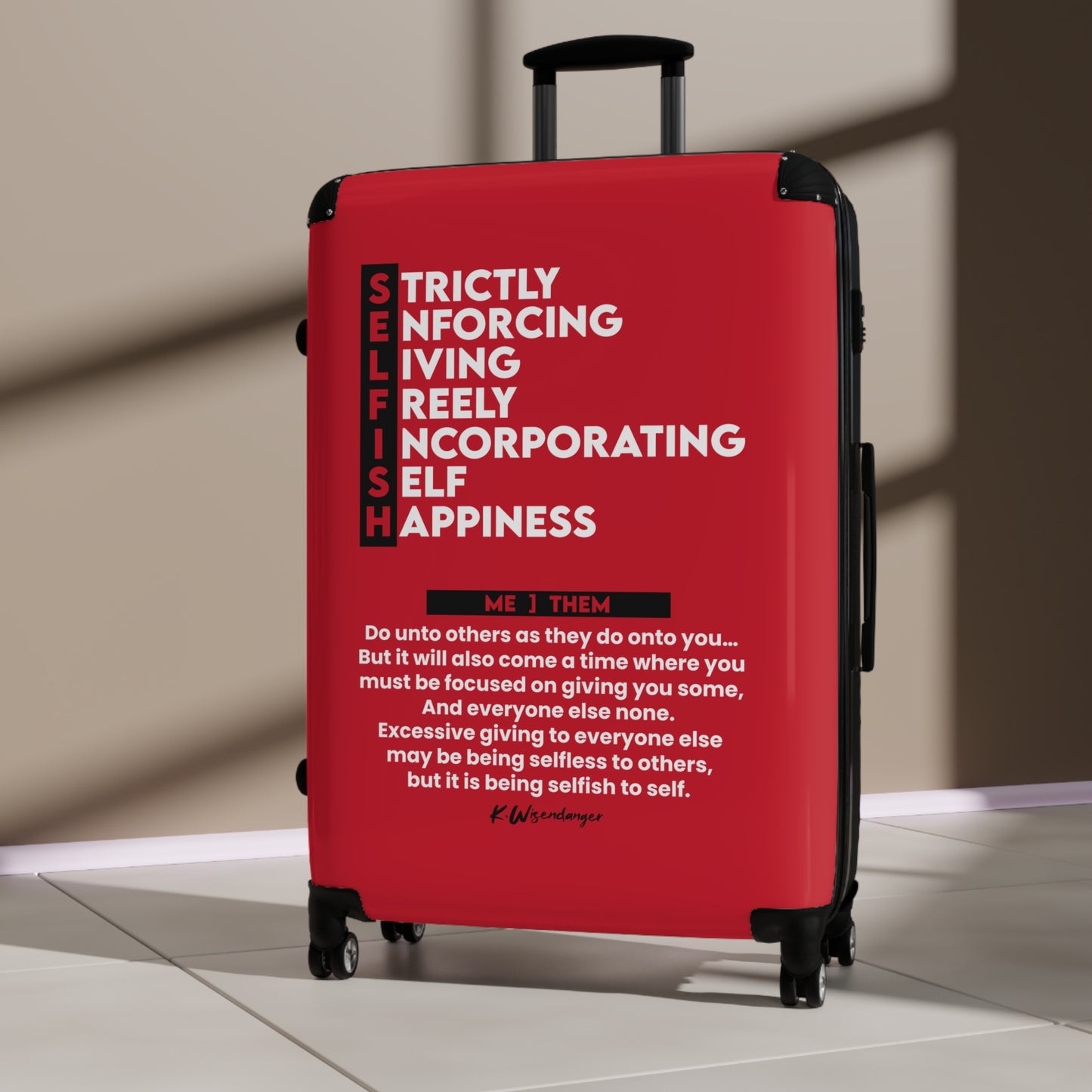Self-Care Suitcase with Inspirational Quote, Travel Accessories, Vacation Essentials, Self-Love Gifts, Luggage for the Mindful Traveler