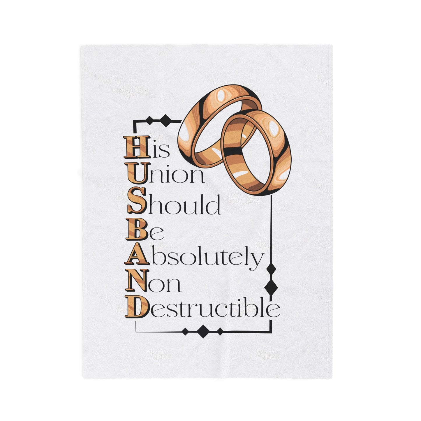 H.U.S.B.A.N.D. His Union Should Be Absolutely Non Destructible Velveteen Plush Blanket, Wedding Gift, Marriage Decor, Anniversary Gift,