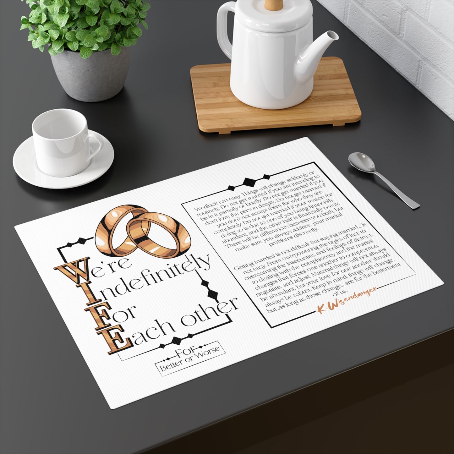 Placemat — "We're Indefinitely For Each Other" Wedding Vows Keepsake