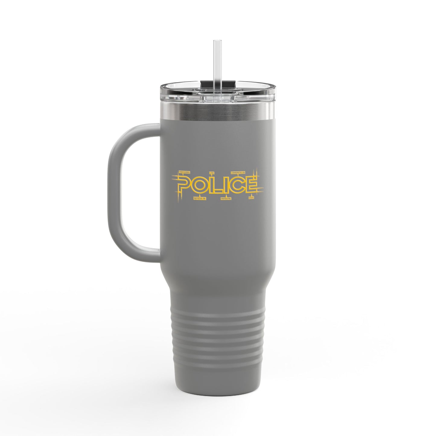 P.O.L.I.C.E. (Professional Officer of Law Improving Communities on Earth) Insulated Travel Mug, 40oz -for Law Enforcement