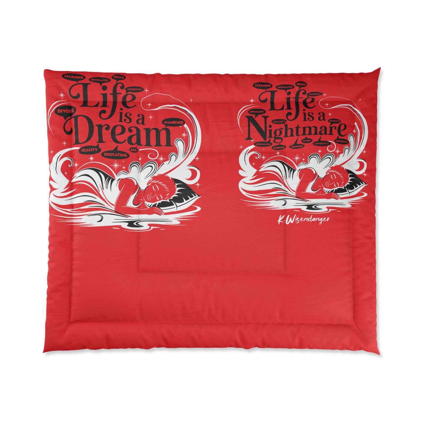 Life Is A Dream Comforter - Cozy Bedding, Fun Bedroom Decor, Unique Gift for Teens, Playful Sleep Essentials, Red Comforter Set