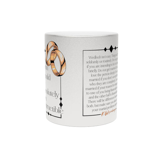 H.U.S.B.A.N.D. (His Union Should Be Absolutely Non Destructible) Wedding Unity Metallic Mug | Silver - Anniversary Gift, Marriage Keepsake, Couples Mug