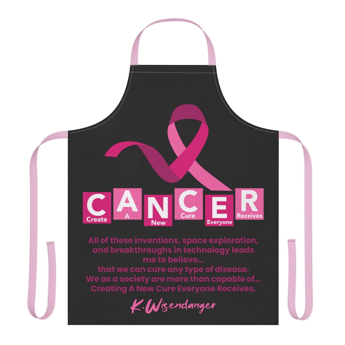 Breast Cancer Awareness Apron — 'CANCER' Ribbon Quote Chef Apron